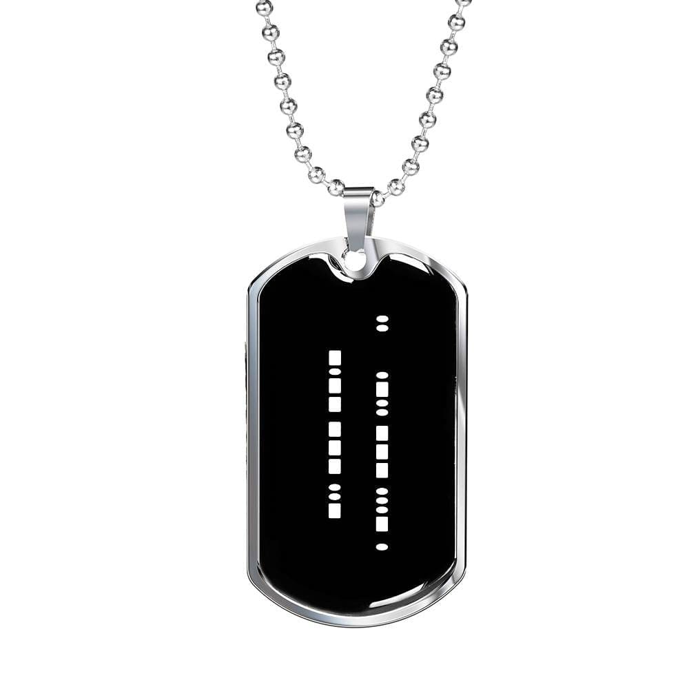 Custom I Love You Morse Code Engraved Dog Tag Necklace, Sentimental Secret Message Military Chain Personalized Necklace Engraving for Him