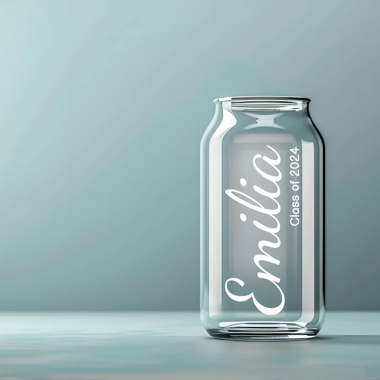 Class of 2024 Custom Name Sipper Glass with Straw and Bamboo Lid, Personalized Graduation Gift for Her, 16oz