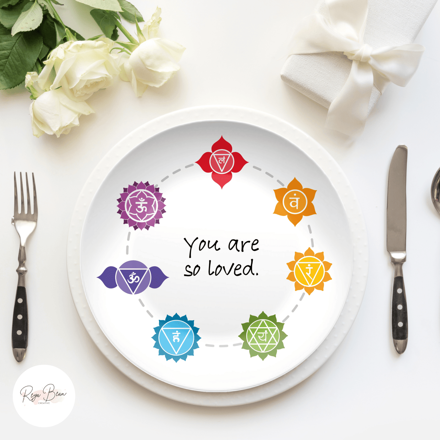 Chakra Dinner Plate – Unbreakable BPA Free Polymer Plate with Seven Chakras Design