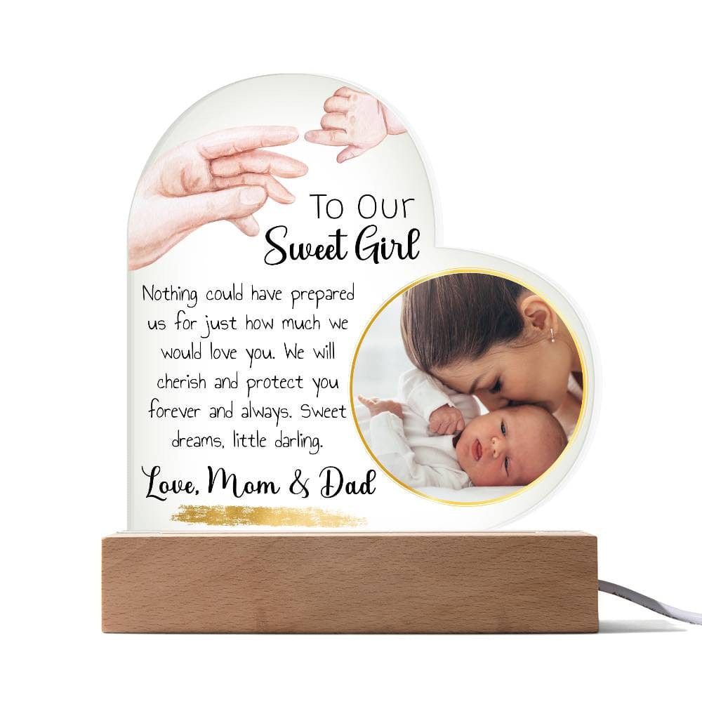 Custom Baby Nursery Decor Night Light Acrylic Heart LED Plaque