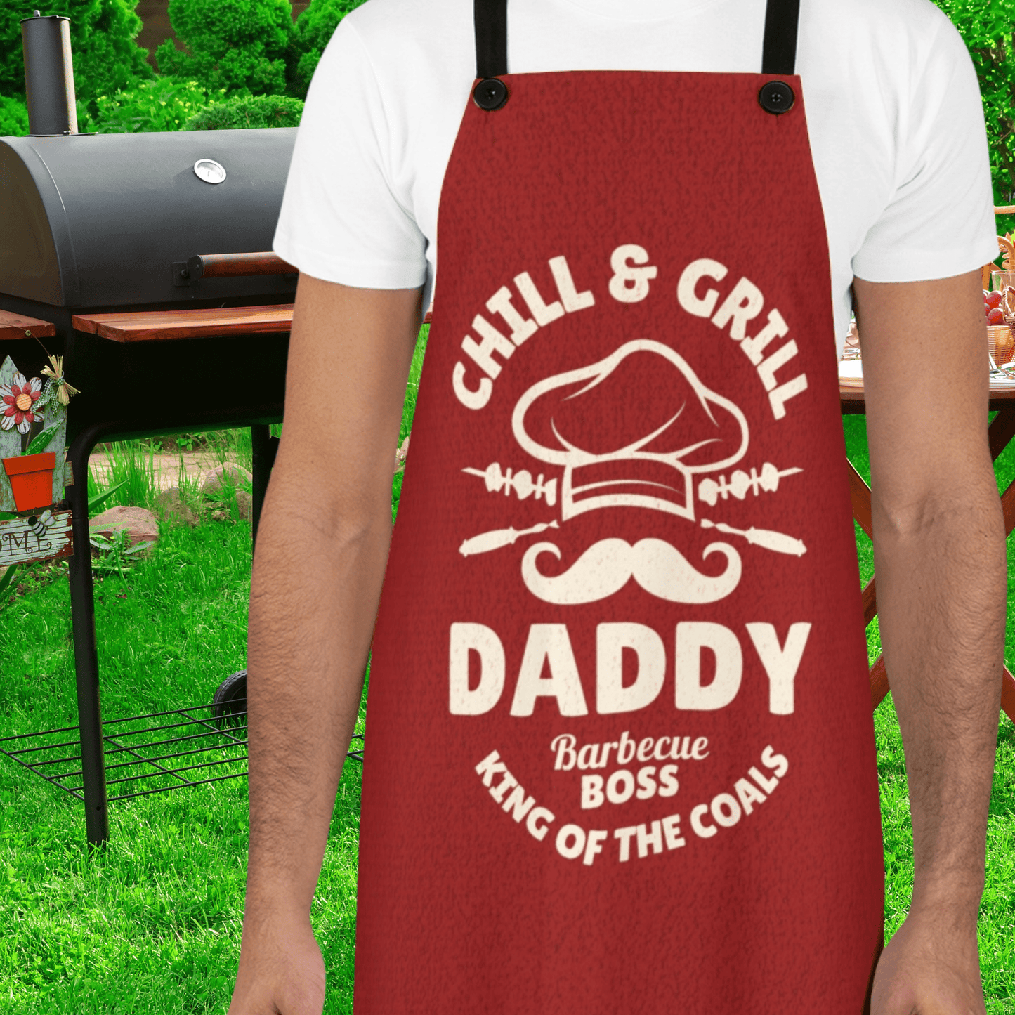 Fathers Day BBQ Apron - Heat Resistant Polyester Grill Chef Gift for Dad
