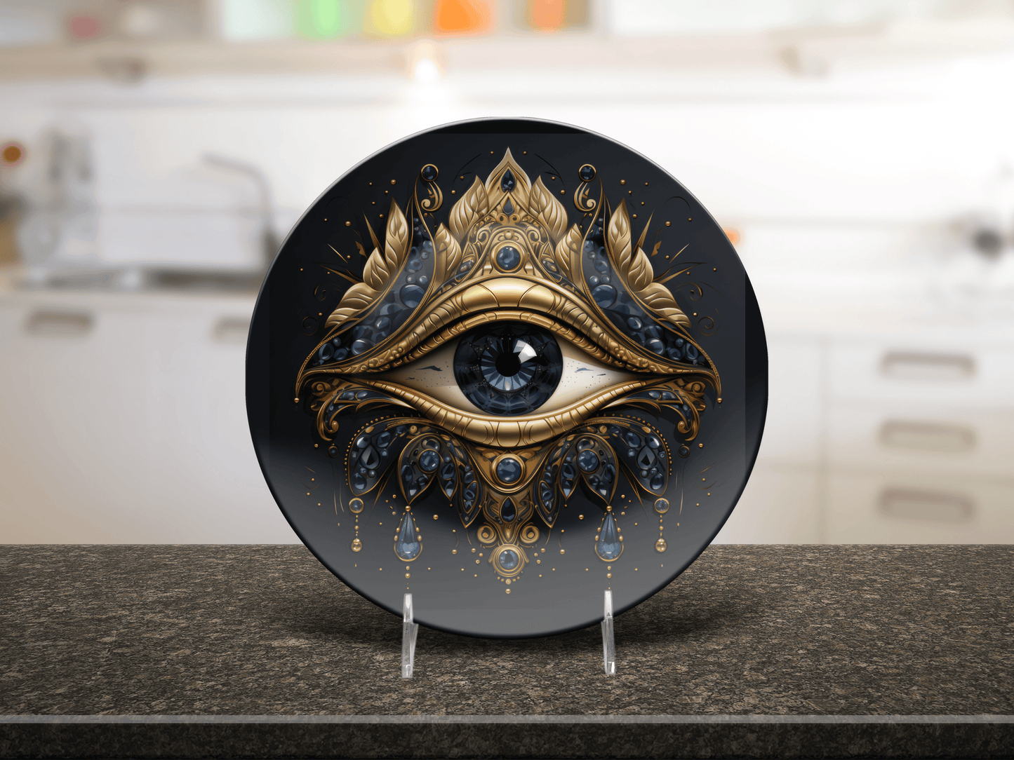 Evil Eye Party Plates - Unbreakable Durable Polymer Dinnerware Set 10" | Gothic Boho Tableware