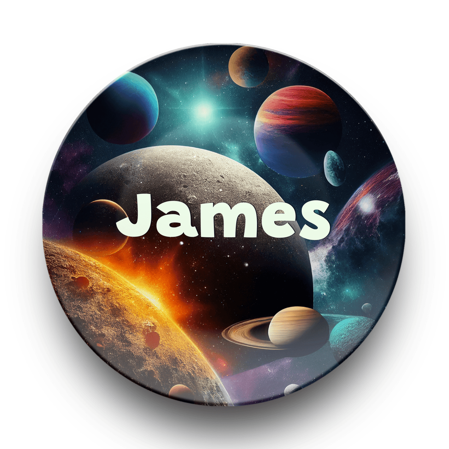 Custom Kids Outer Space, Plate Bowl Placemat Dining Set, Fork Spoon Child's Name, Planet Theme Unbreakable Plate Set for Child, BPA-Free