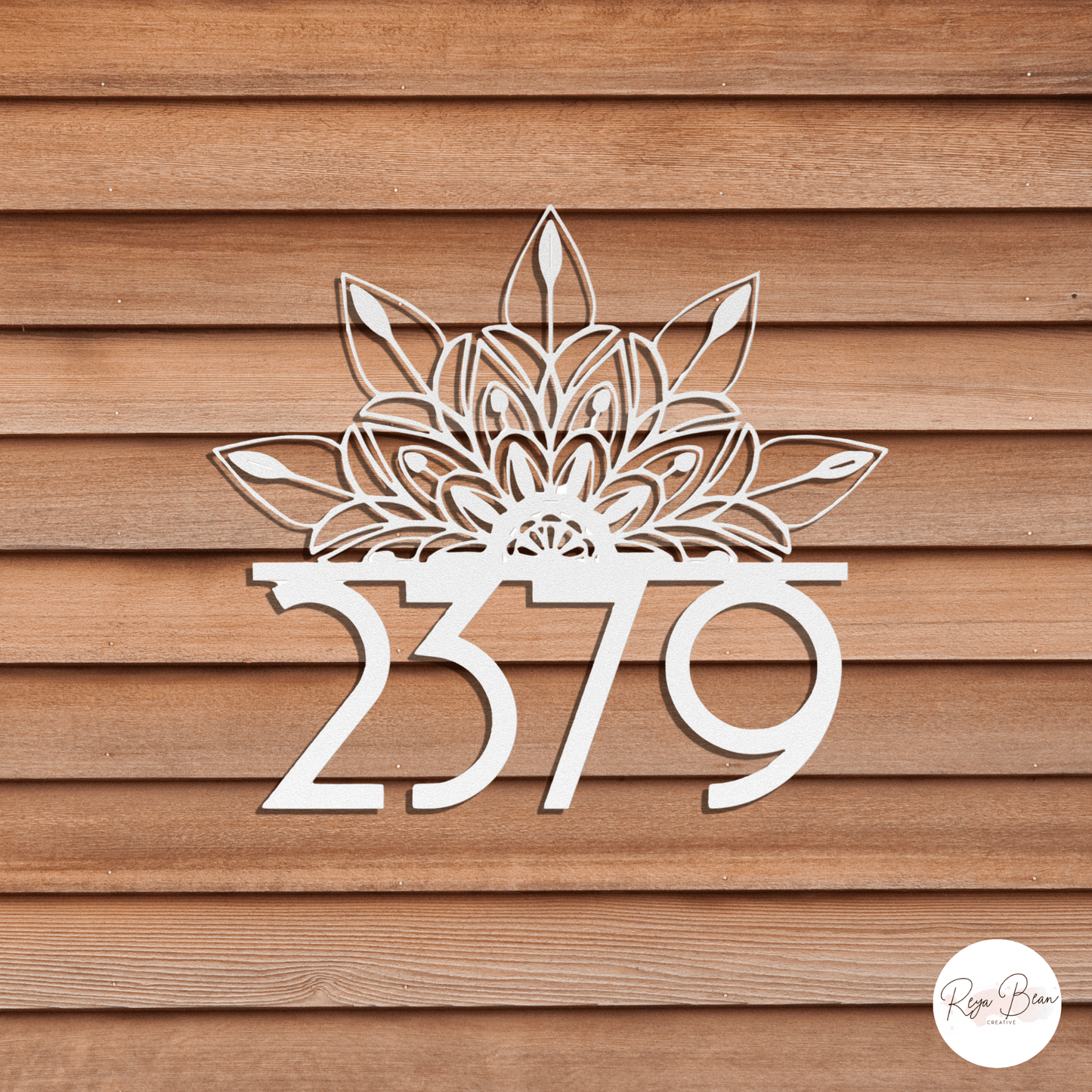 Custom Art Deco House Numbers Die-Cut Metal Sign, Personalized Housewarming Gift Mandala Street Sign Address Mid Century Modern