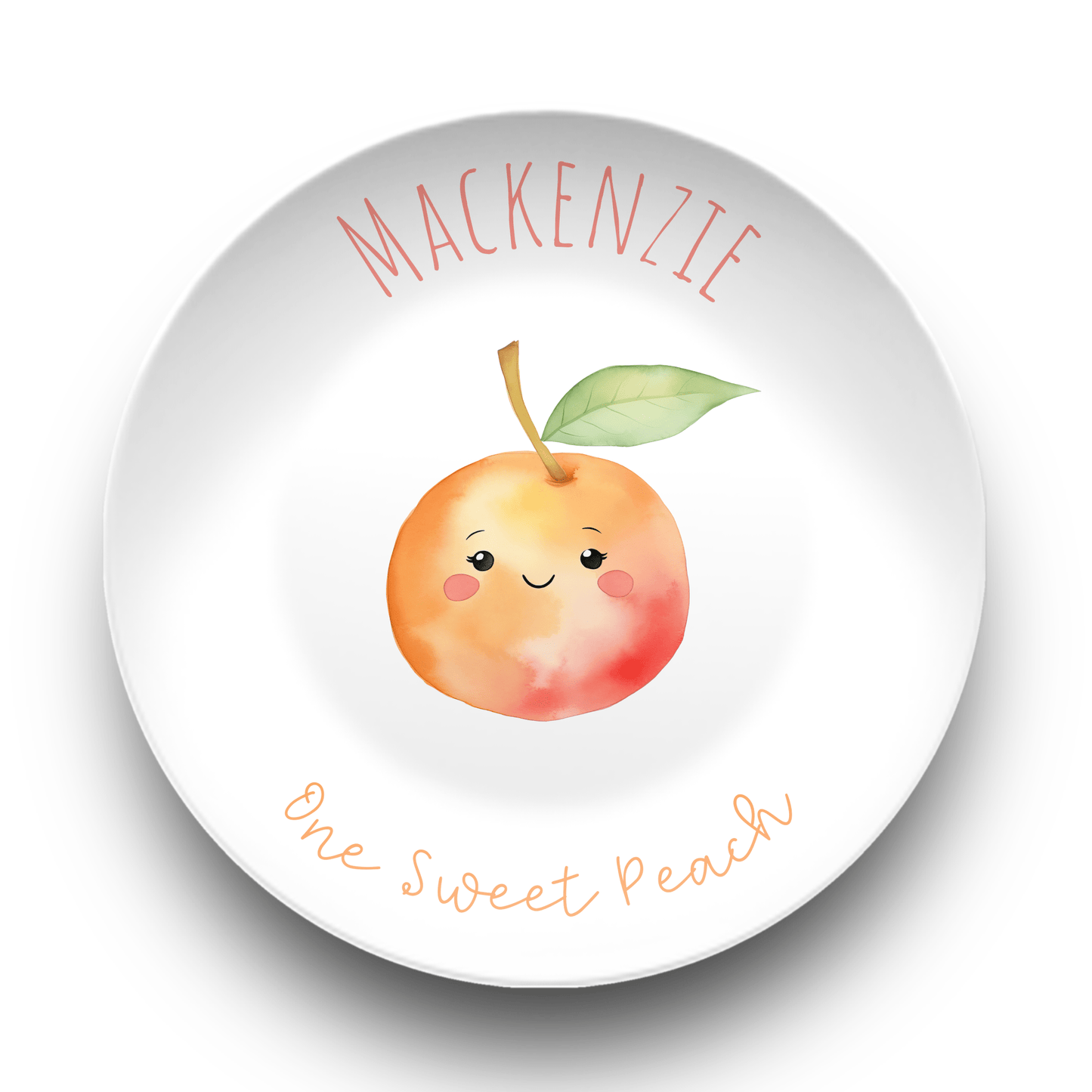 Custom One Sweet Peach Unbreakable BPA-Free Kids Dinnerware Set, Kid's Name Bowl Placemat Silverware, Dining Set Place Setting for Child