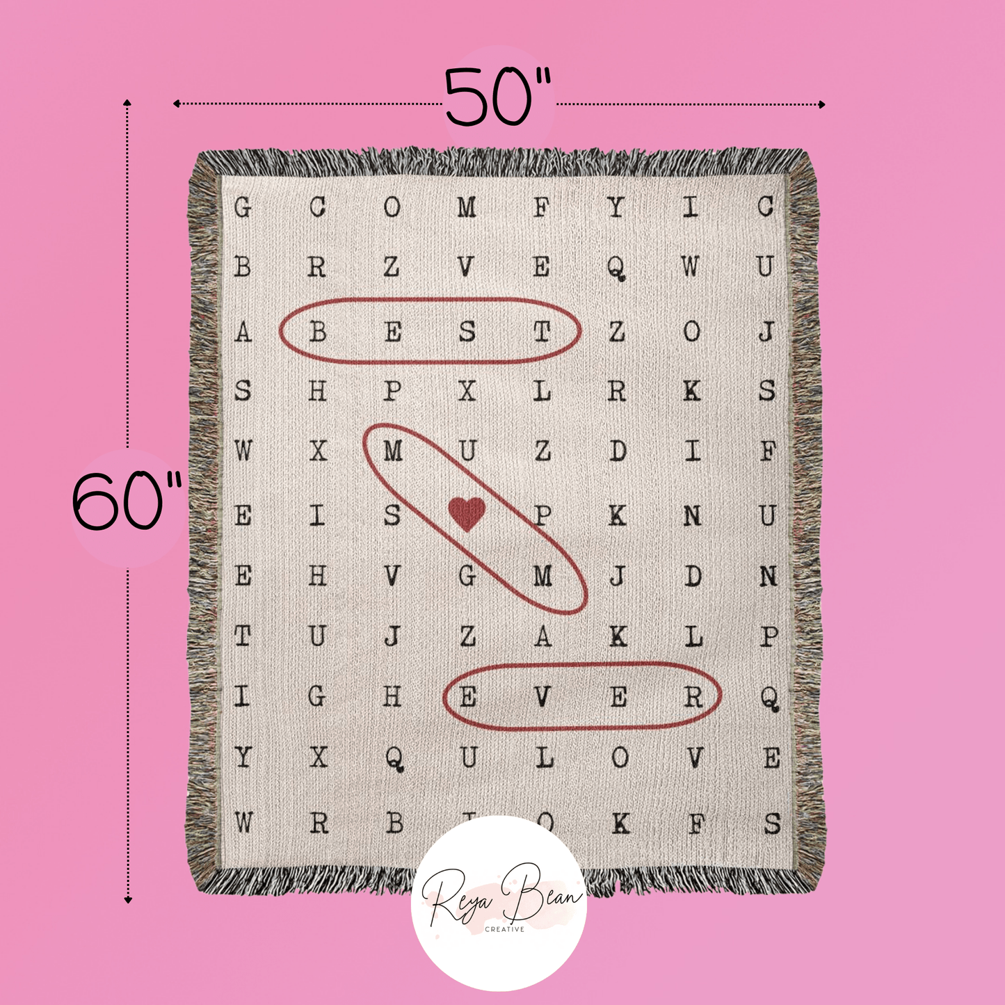 Best Mom Ever Heart Word Search Woven Blanket
