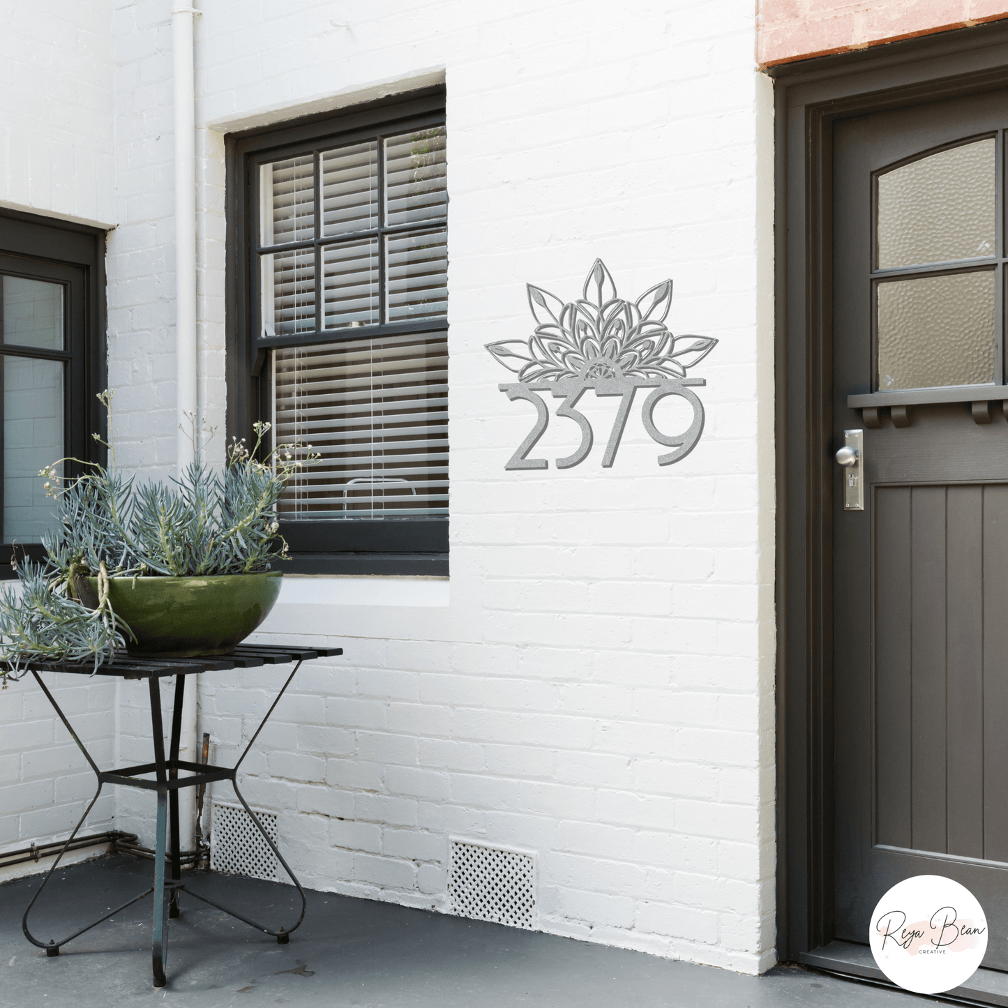 Custom Art Deco House Numbers Die-Cut Metal Sign, Personalized Housewarming Gift Mandala Street Sign Address Mid Century Modern