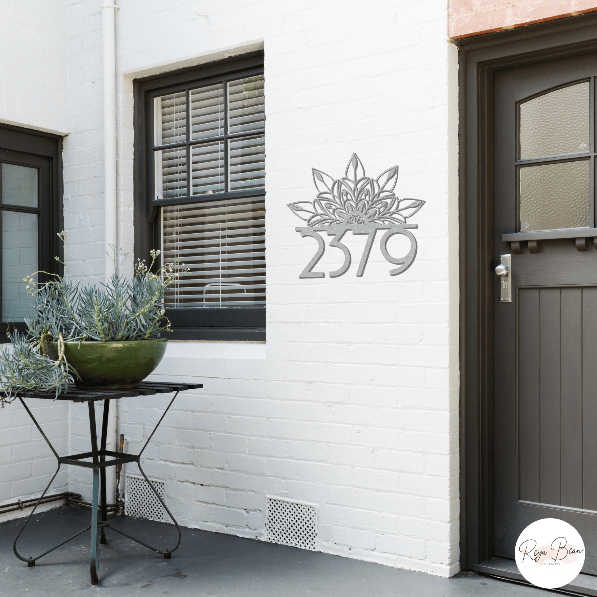 Custom Art Deco House Numbers Die-Cut Metal Sign, Personalized Housewarming Gift Mandala Street Sign Address Mid Century Modern