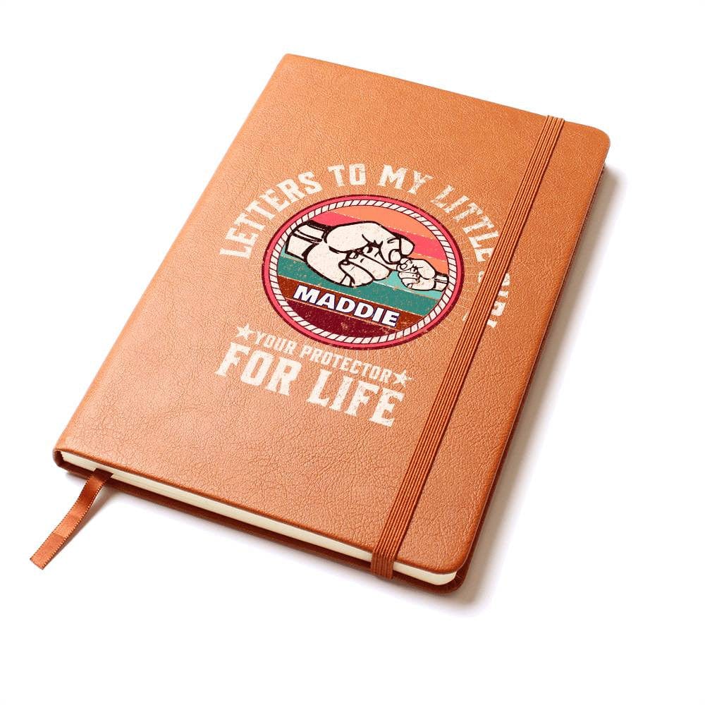 Father's Day Custom Letters to My Little Girl Journal Gift, Vegan Leather Graphic Journal, Dad Protective Notes to Child New Dad Keepsake