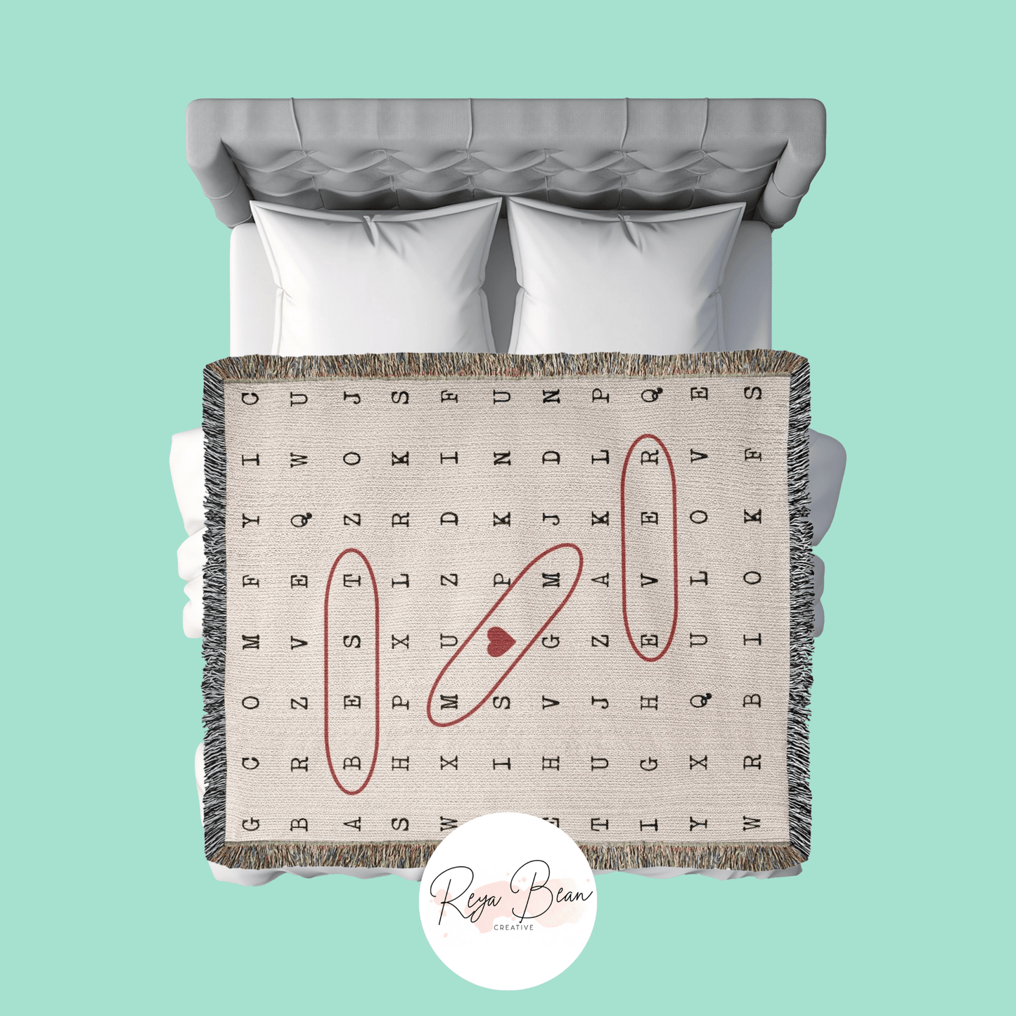 Best Mom Ever Heart Word Search Woven Blanket