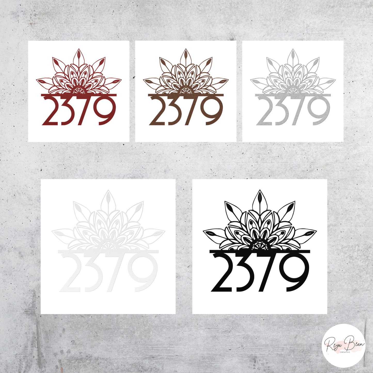 Custom Art Deco House Numbers Die-Cut Metal Sign, Personalized Housewarming Gift Mandala Street Sign Address Mid Century Modern