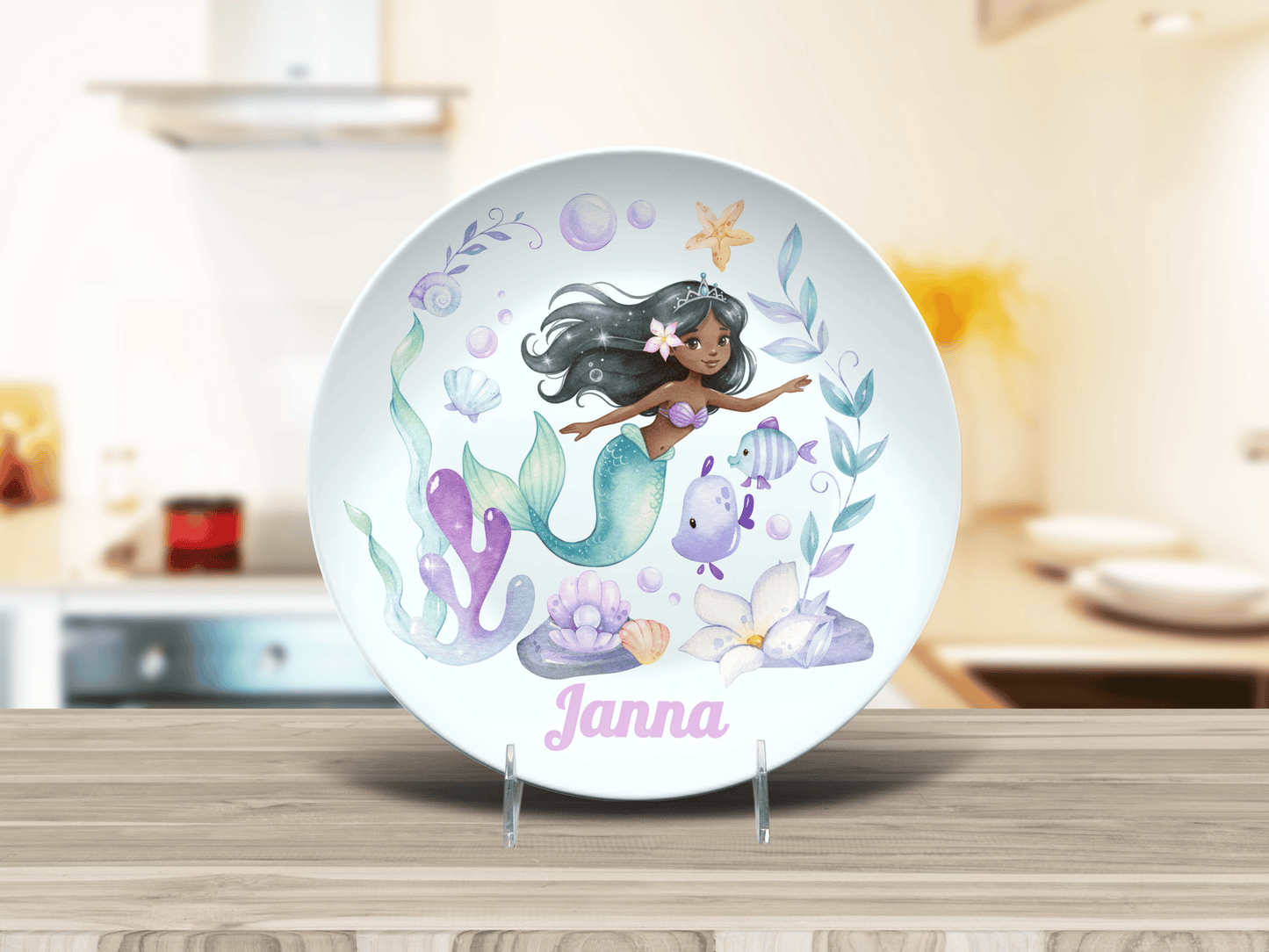Personalized Kids Dinnerware | Mermaid Birthday Plates & Under The Sea Theme Set