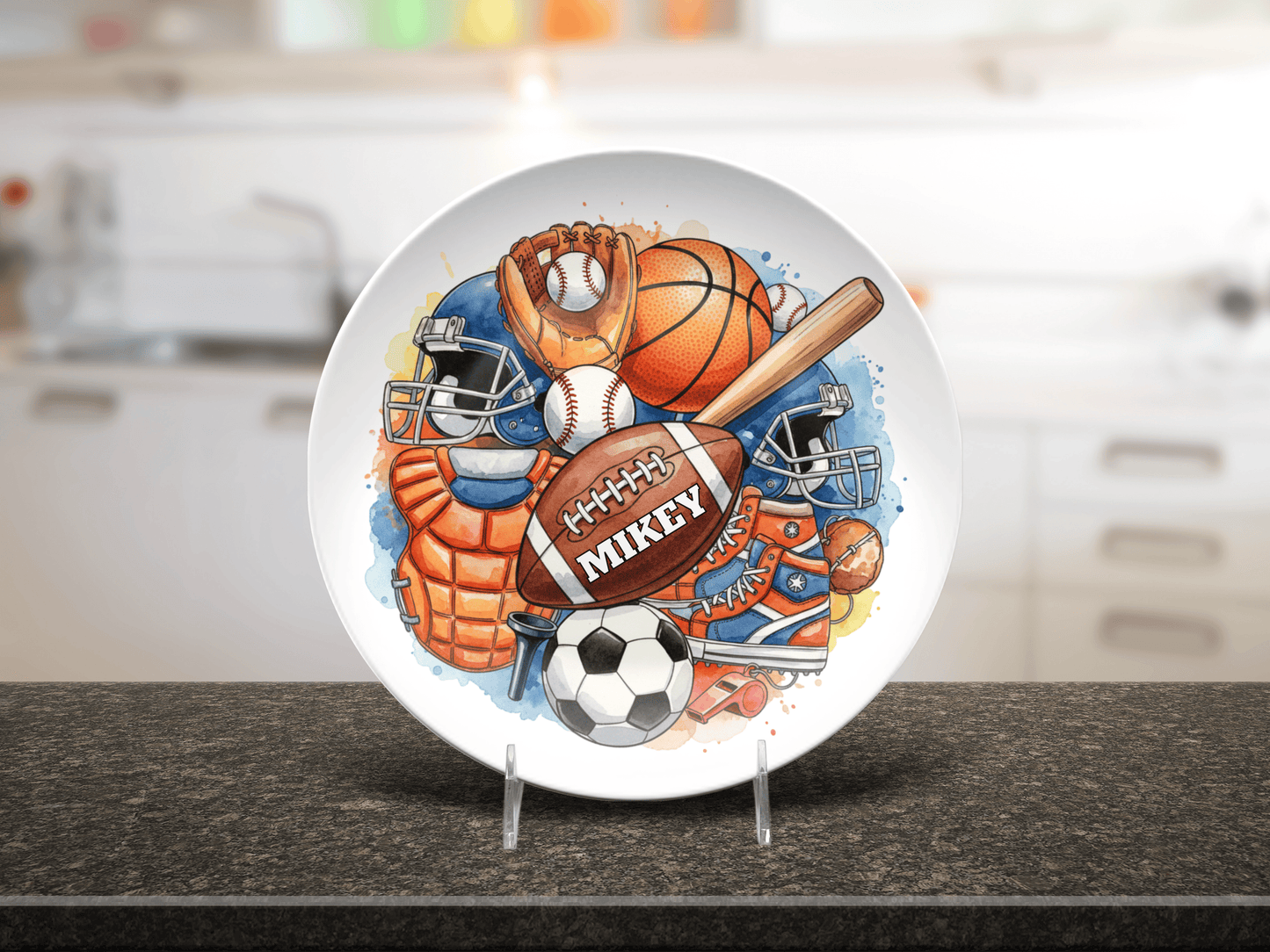 Personalized Sports Plate - Unbreakable Toddler Cake Smash Plate 10" | Custom Birthday Dish