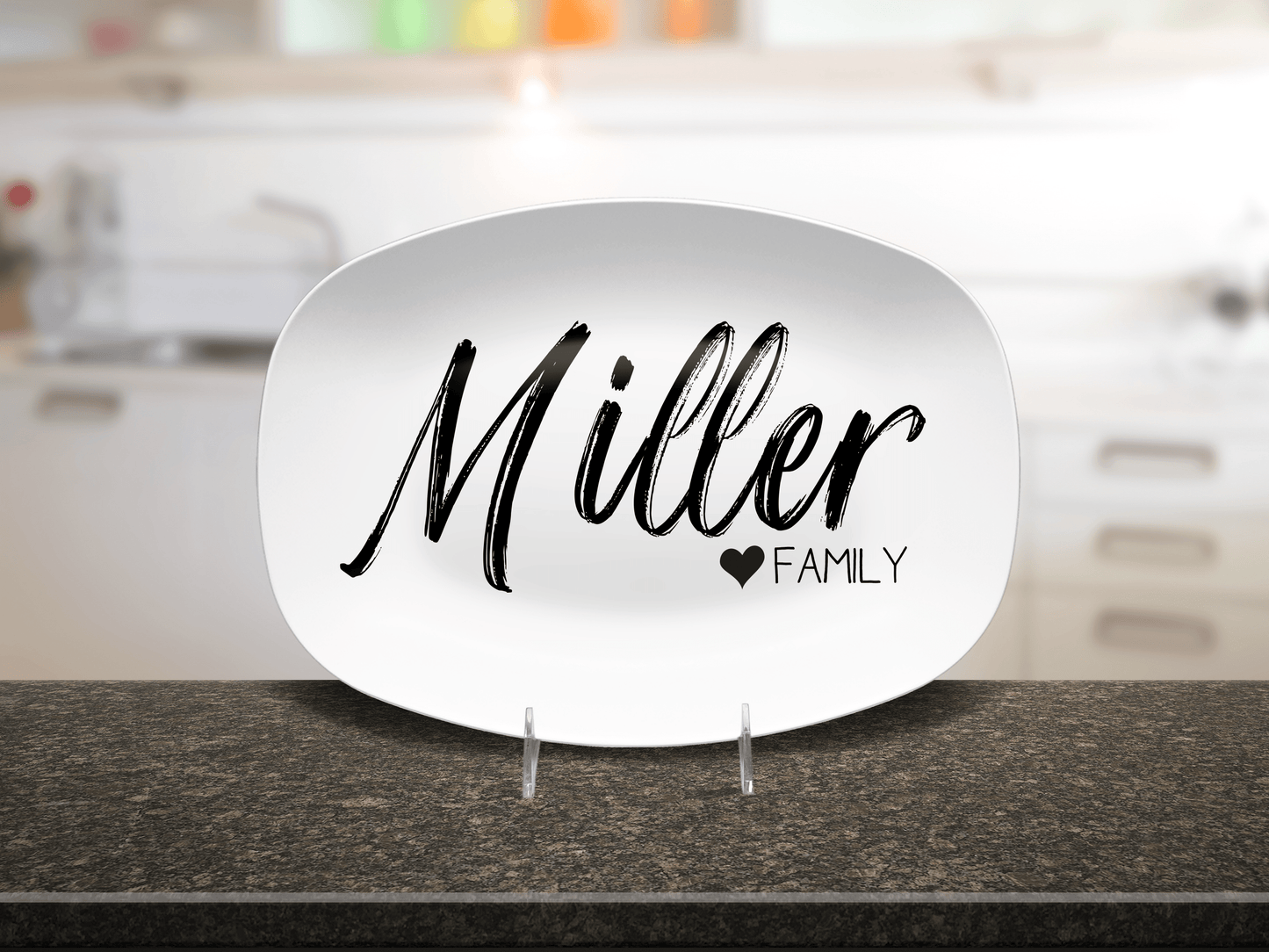 Minimalist Custom Family Name Platter - Unbreakable BPA-Free 10 x 14"