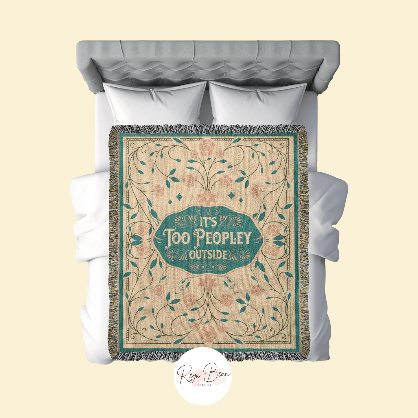 Introvert Woven Blanket – Heirloom Cotton Throw with Colorful Fringe