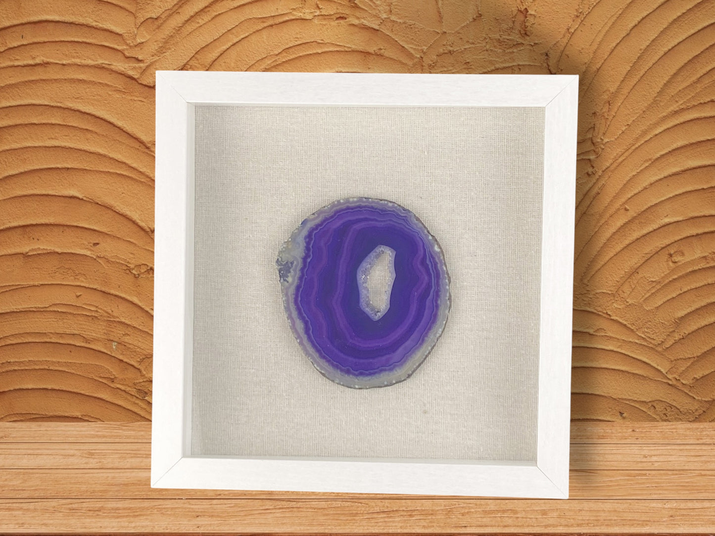 Framed Purple Brazilian Agate- White Frame 9 x 9"