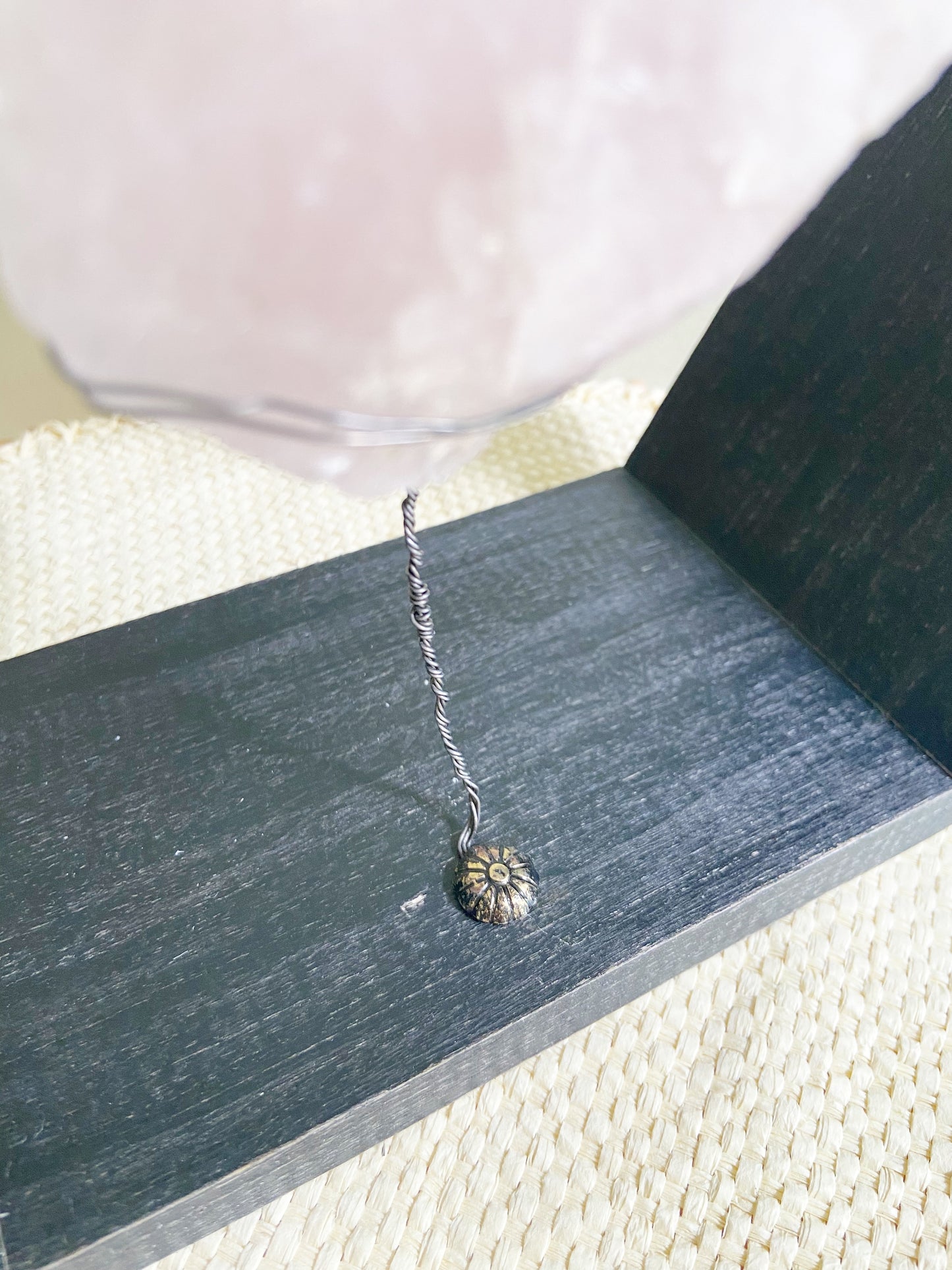 Black Hexagonal Rose Quartz Tourmaline Wire-wrapped Spiritual Art - One of a Kind 12"