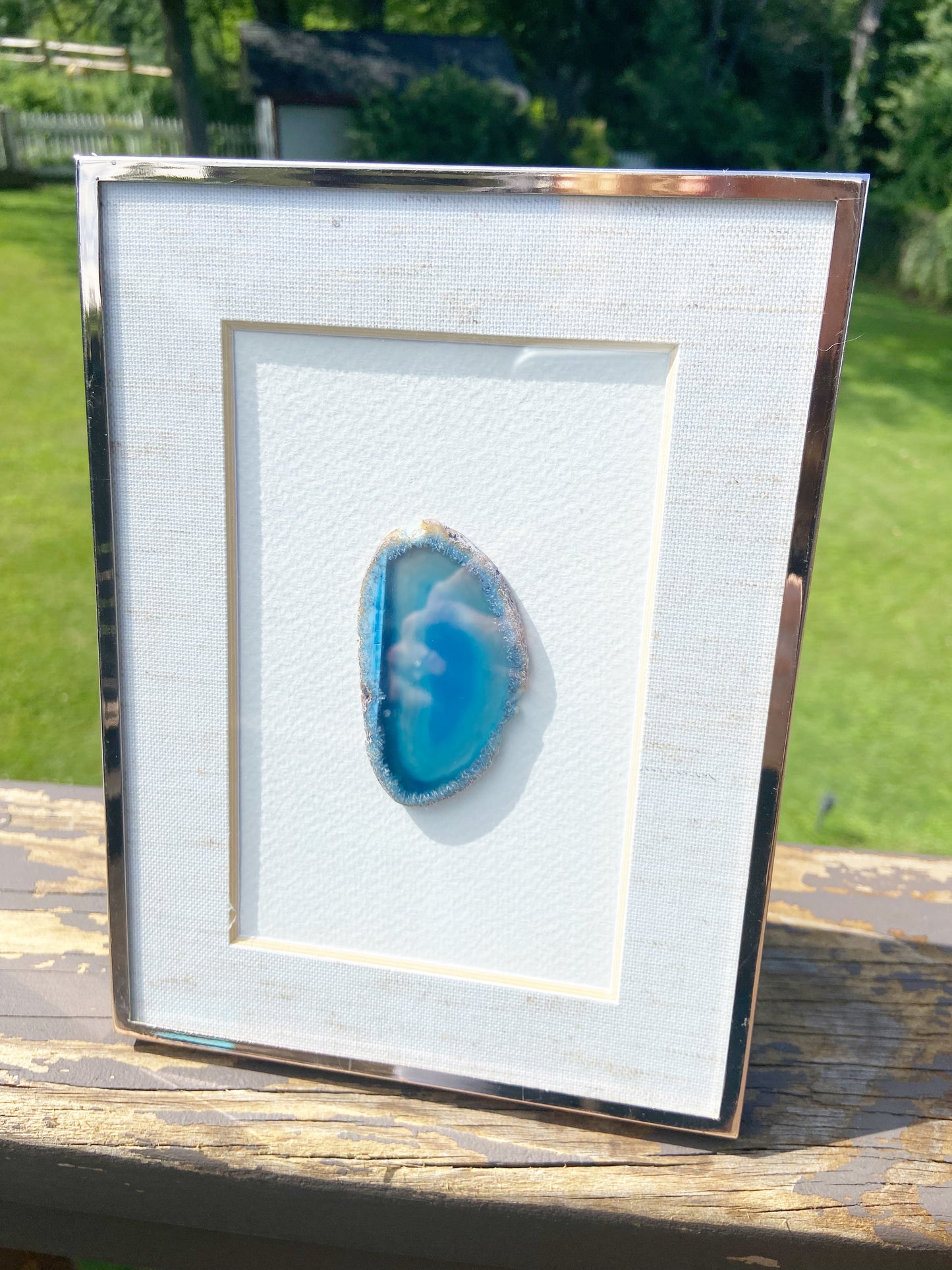 Framed Blue Agate Slice - 6 x 8"