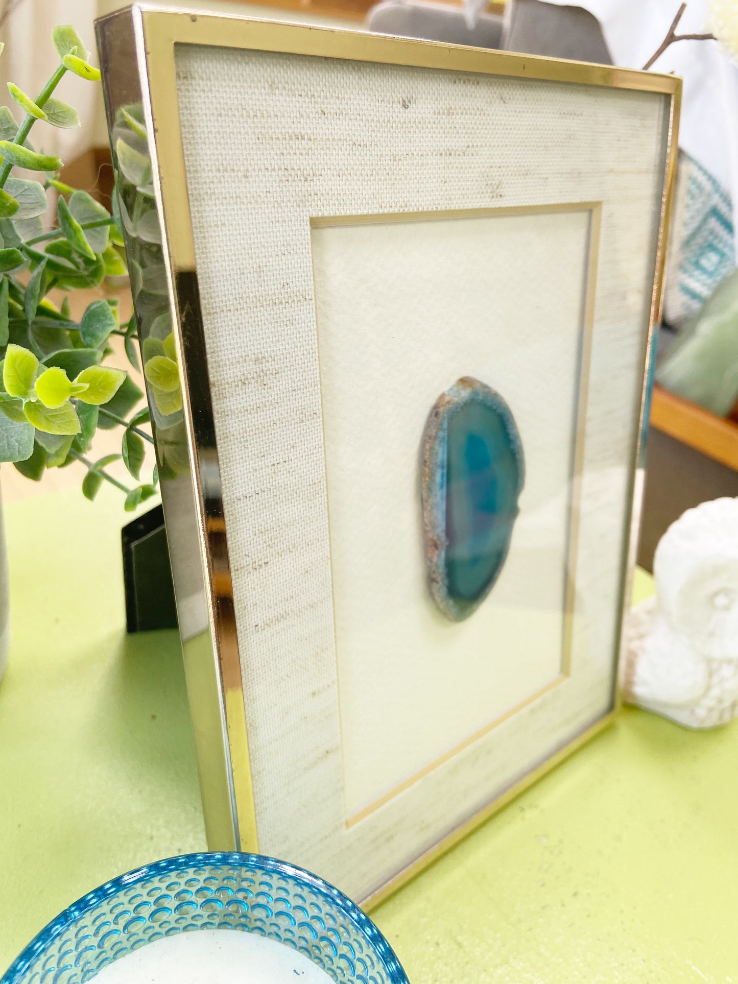 Framed Blue Agate Slice - 6 x 8"