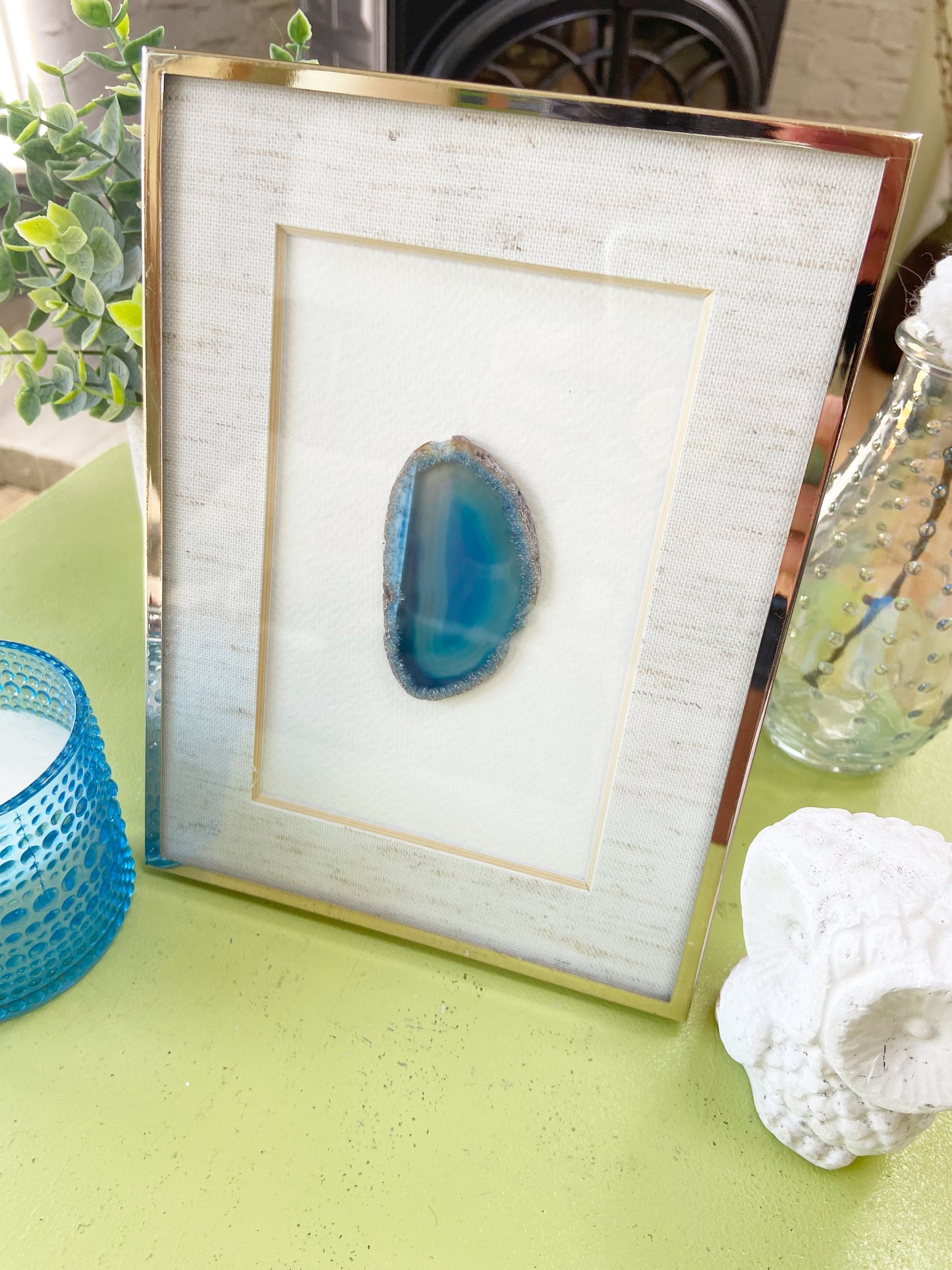 Framed Blue Agate Slice - 6 x 8"