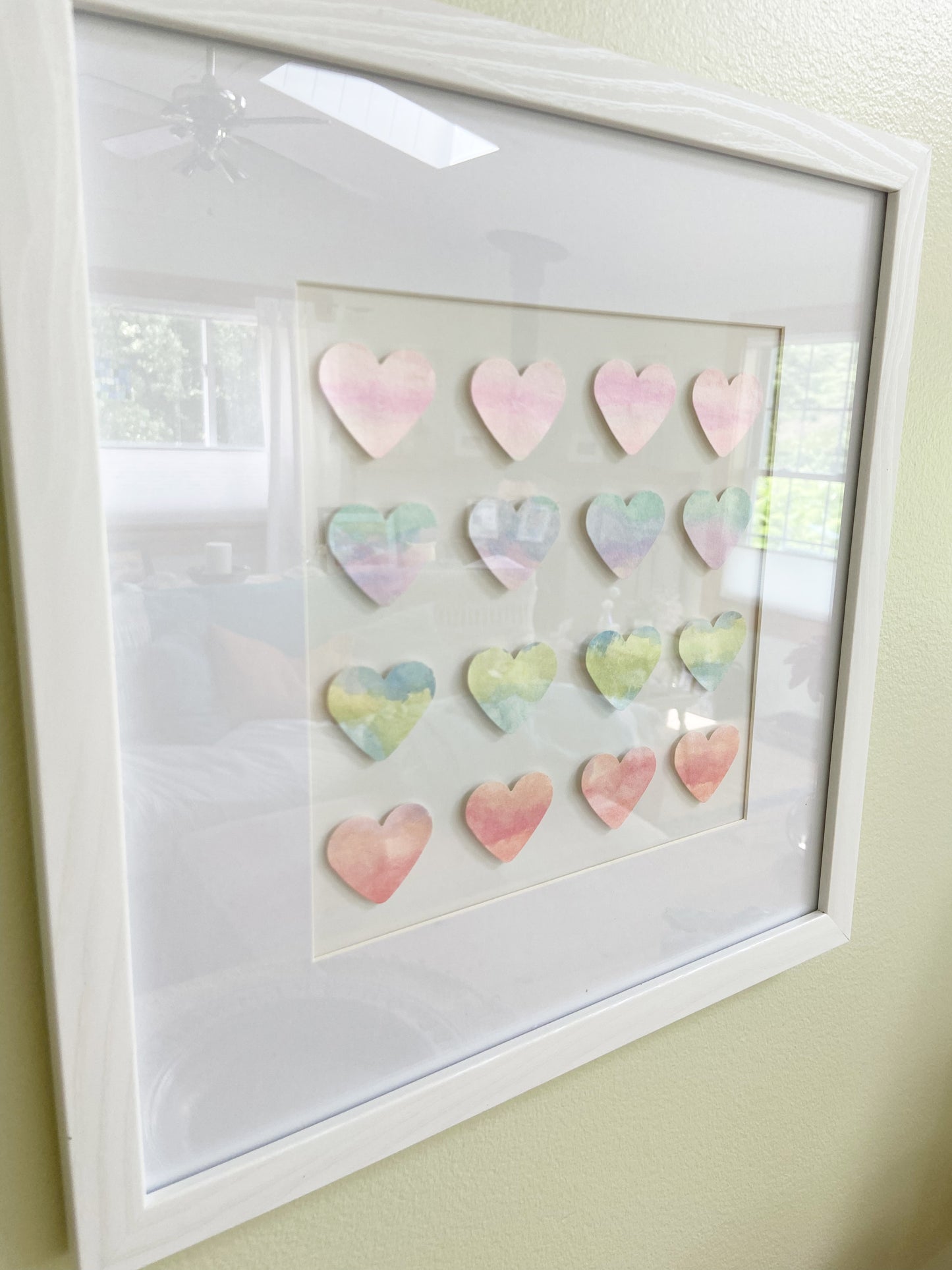 Framed Watercolor Ombre Hearts Wall Art, 13 x 13"
