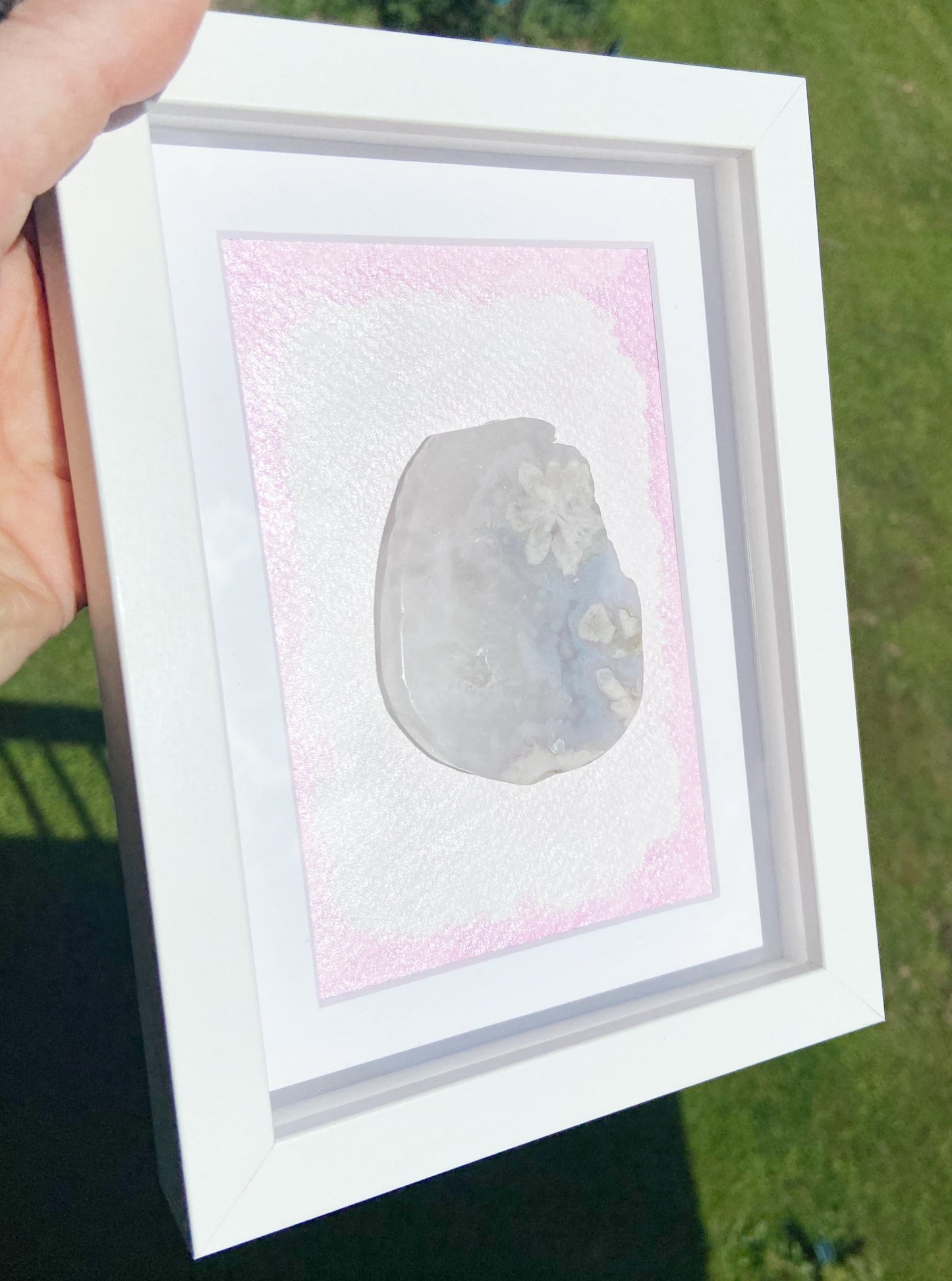 Pink Watercolor Framed Agate Slice - 5.75 x 7.75"