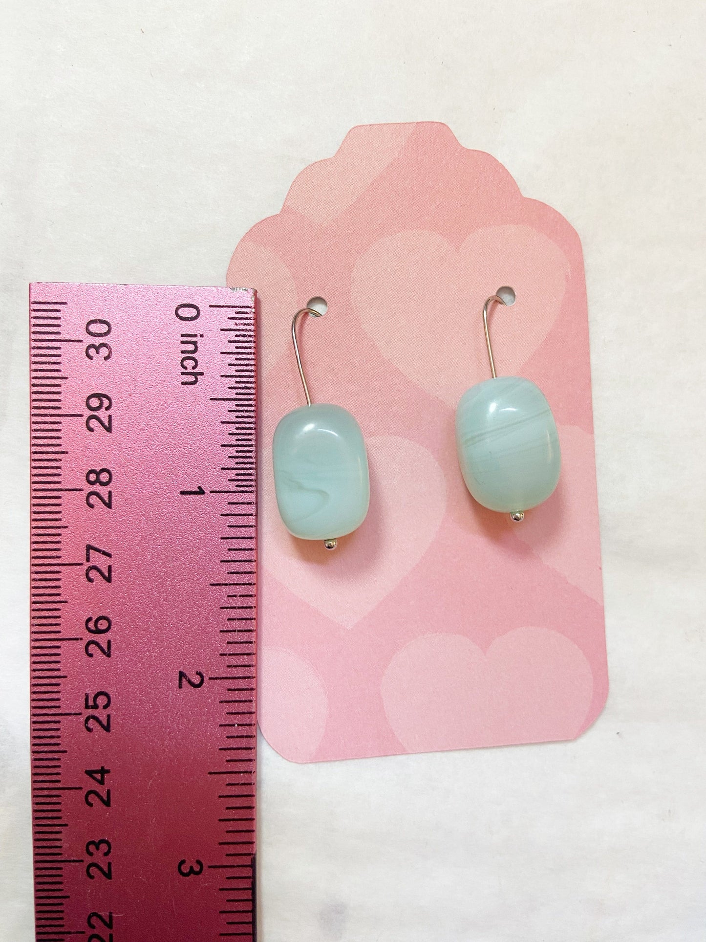 Blue Glass Dangle Earrings - 1.25"