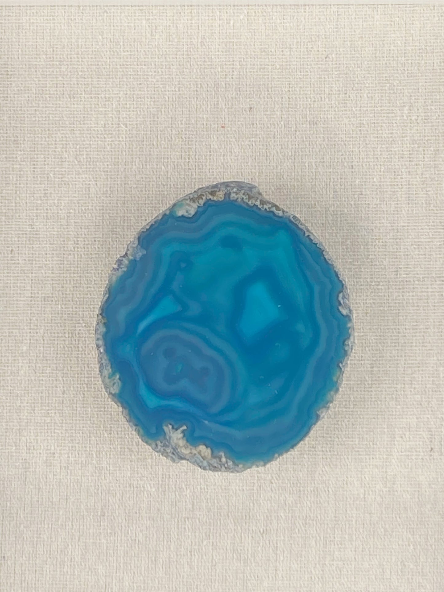 Framed Thick Blue Brazilian Agate- White 9 x 9" Frame