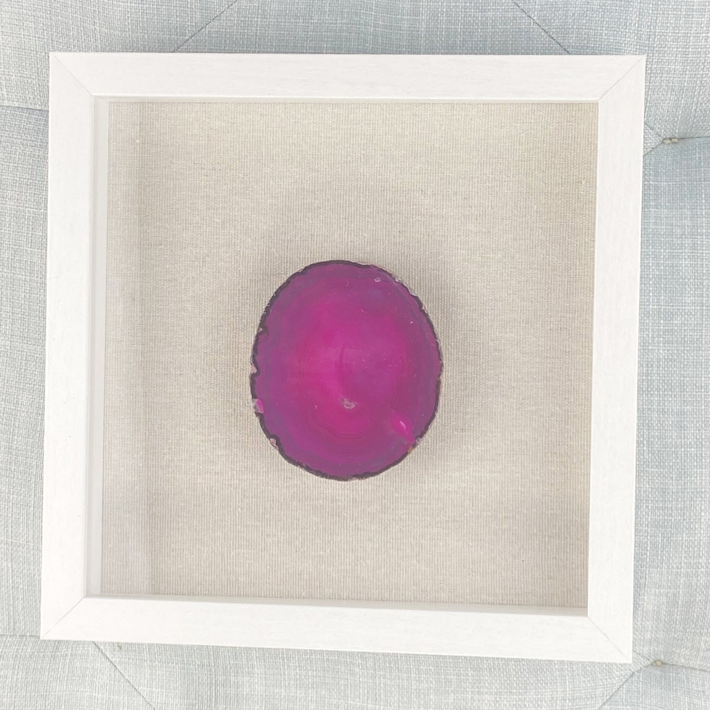 Framed Thick Pink Brazilian Agate- White Frame 9 x 9"