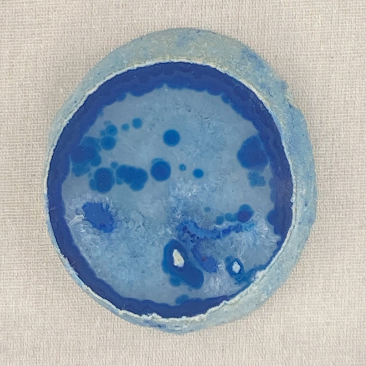 Framed Thick Blue Brazilian Agate- White 9 x 9"