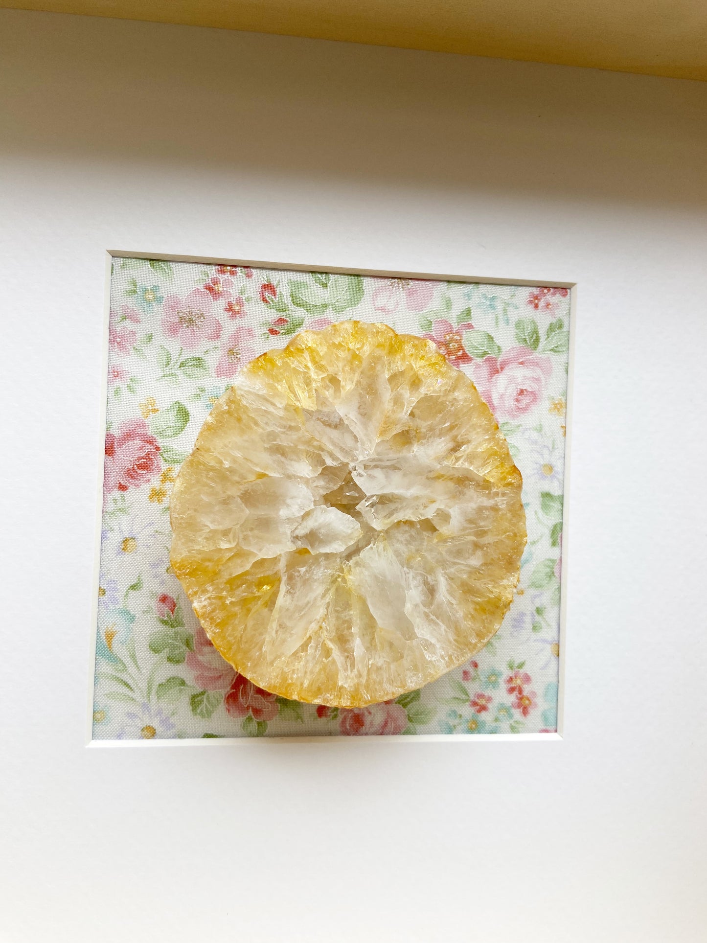 Framed Yellow Druzy Agate - Floral Background 10.5 x 10.5"