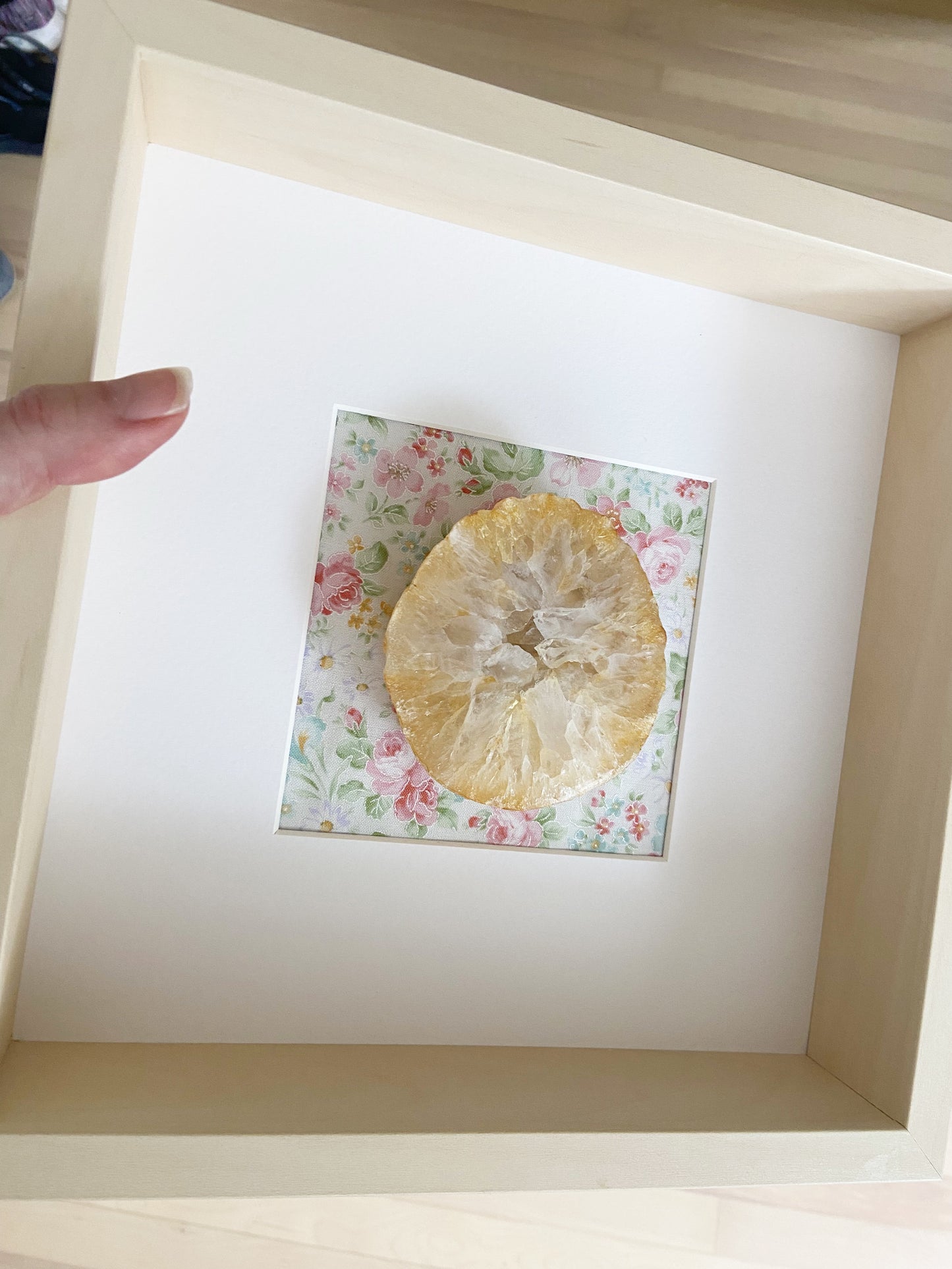 Framed Yellow Druzy Agate - Floral Background 10.5 x 10.5"
