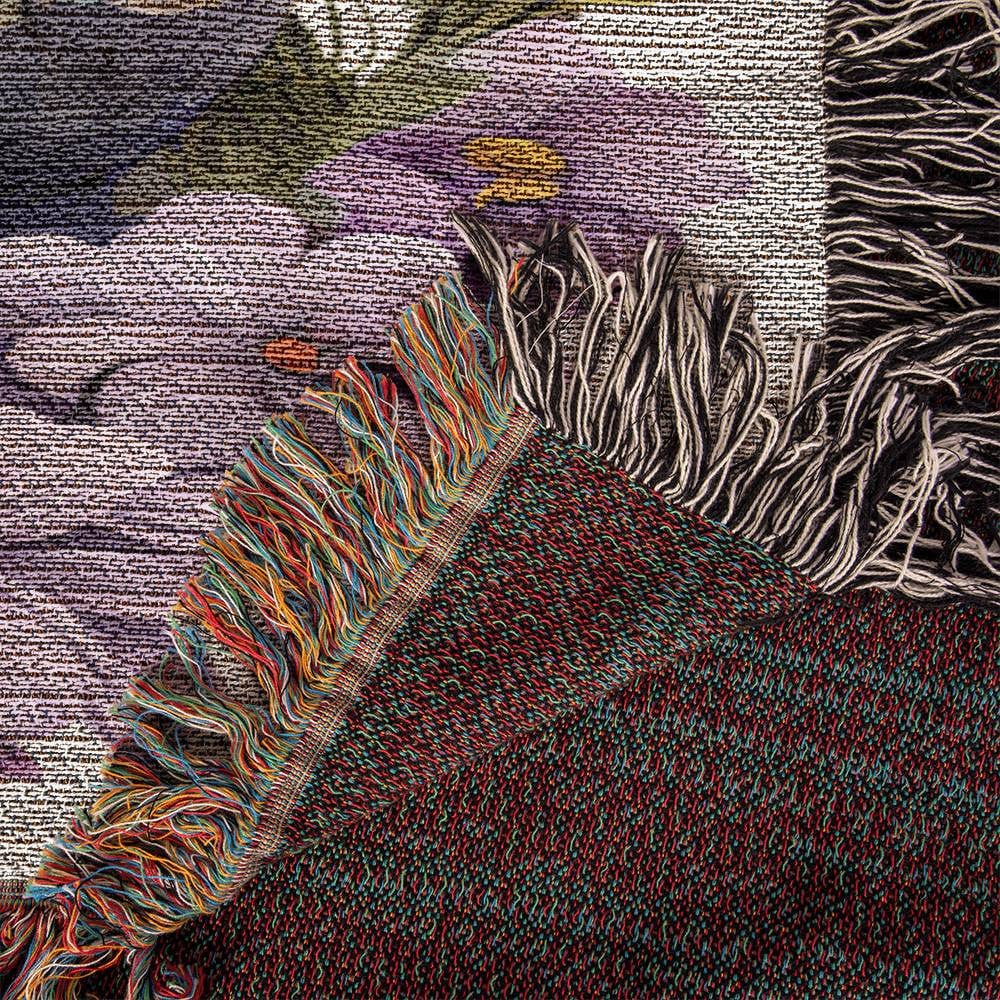 Heirloom Woven Blanket - Floral Chicken Throw with Cozy Cotton Yarn & Colorful Fringe