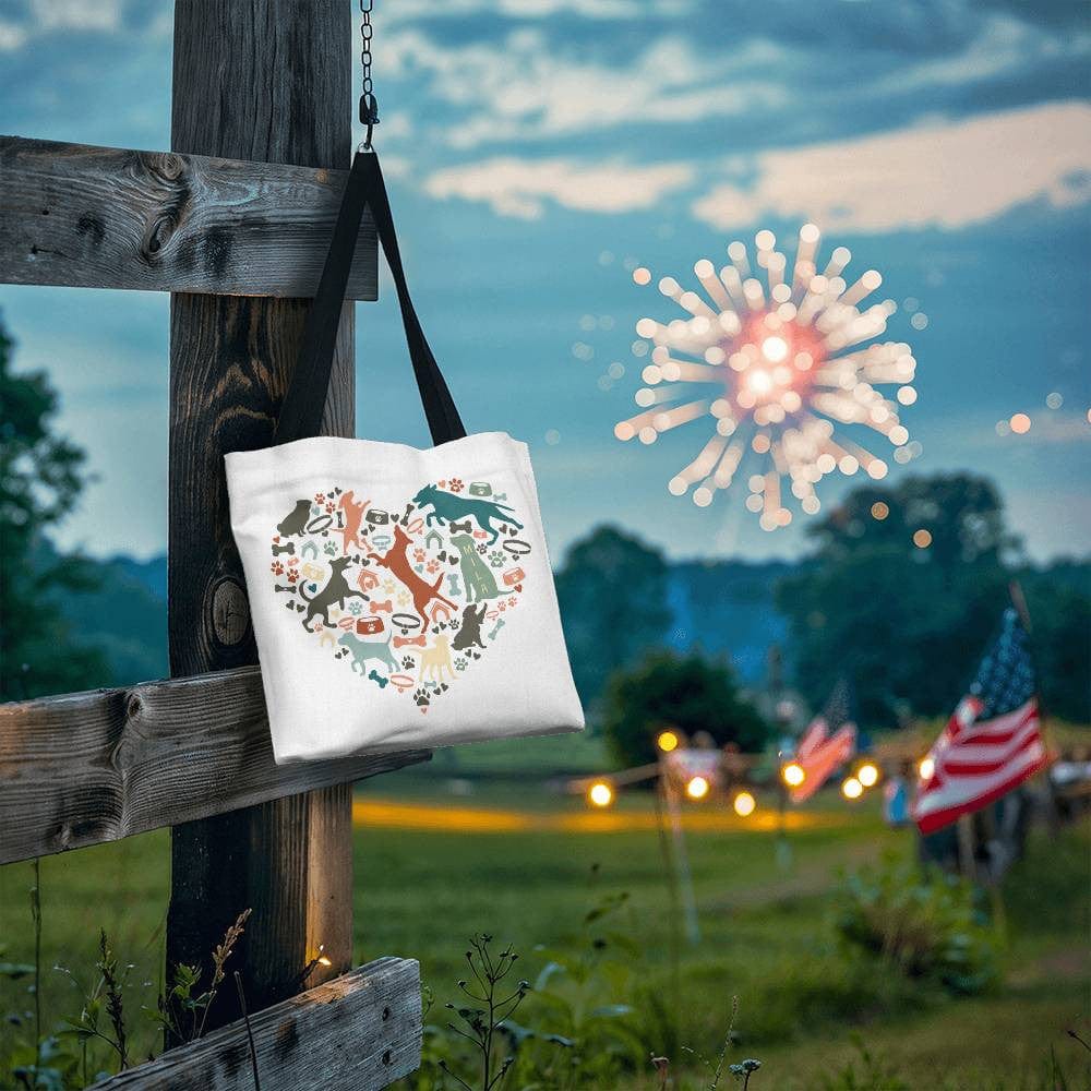 Custom Dog Heart Tote Bag, Personalized Puppy Name Grocery Sack, Pet Parent Gift for Dog-Lover, Canvas Pet Owner Birthday, 3 Sizes Dog Walk