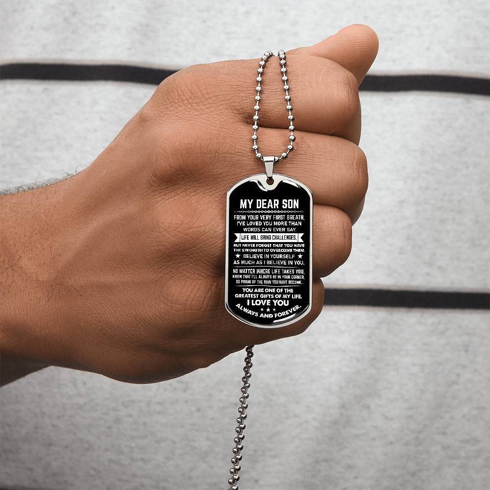 Engraved Dog Tag Necklace – Personalized Military Style Pendant with 18k Gold Finish