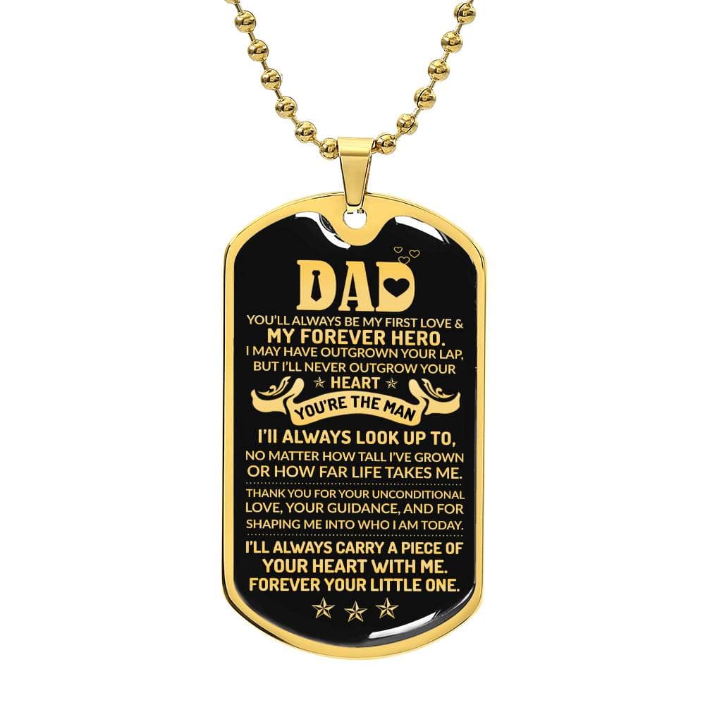 Engraved Dog Tag Necklace - Personalized Military Style Keepsake Gift For Dad