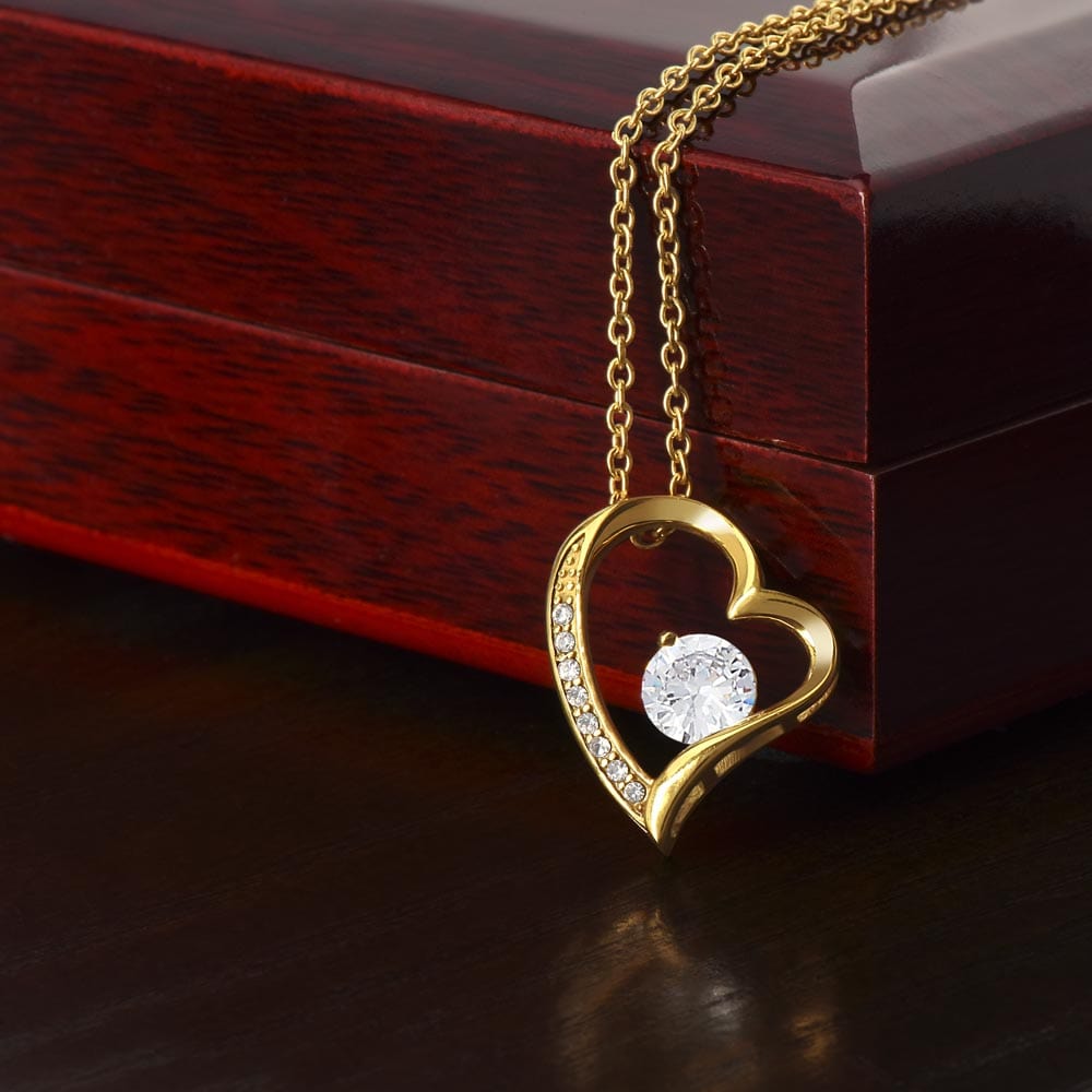 Funny Wife Necklace – Heart Pendant With Cubic Zirconia, Adjustable Chain Gift
