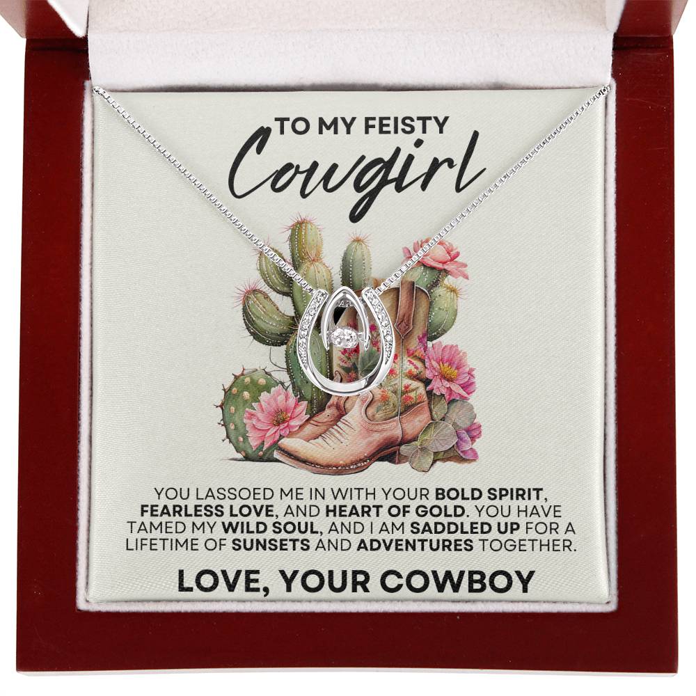 To my Feisty Cowgirl from Your Cowboy - Horseshoe Necklace