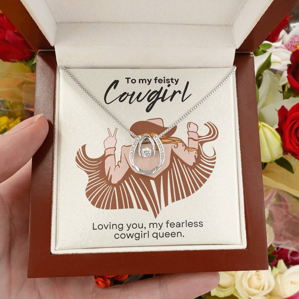 To My Feisty Cowgirl Horseshoe Necklace From Cowboy