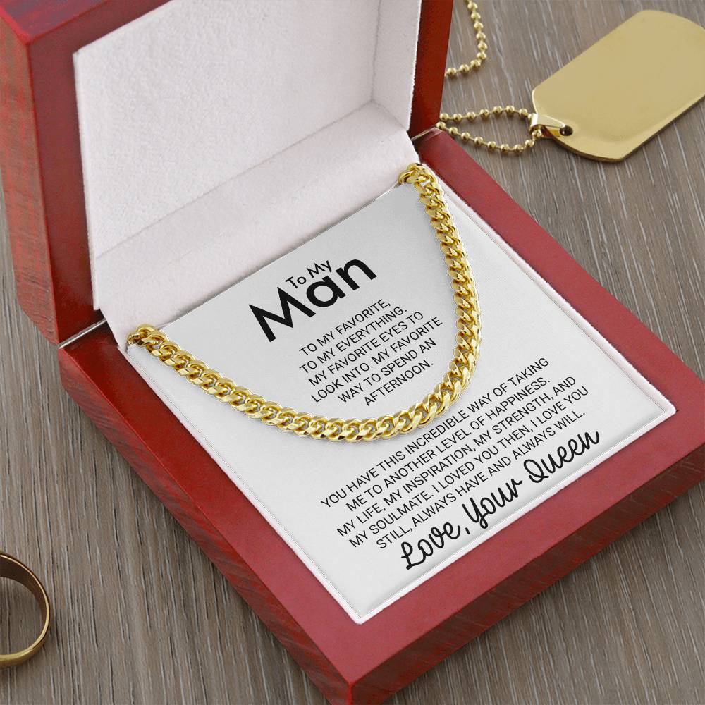 Cuban Link Chain - Adjustable Men's Necklace Gift for Husband with Clasp
