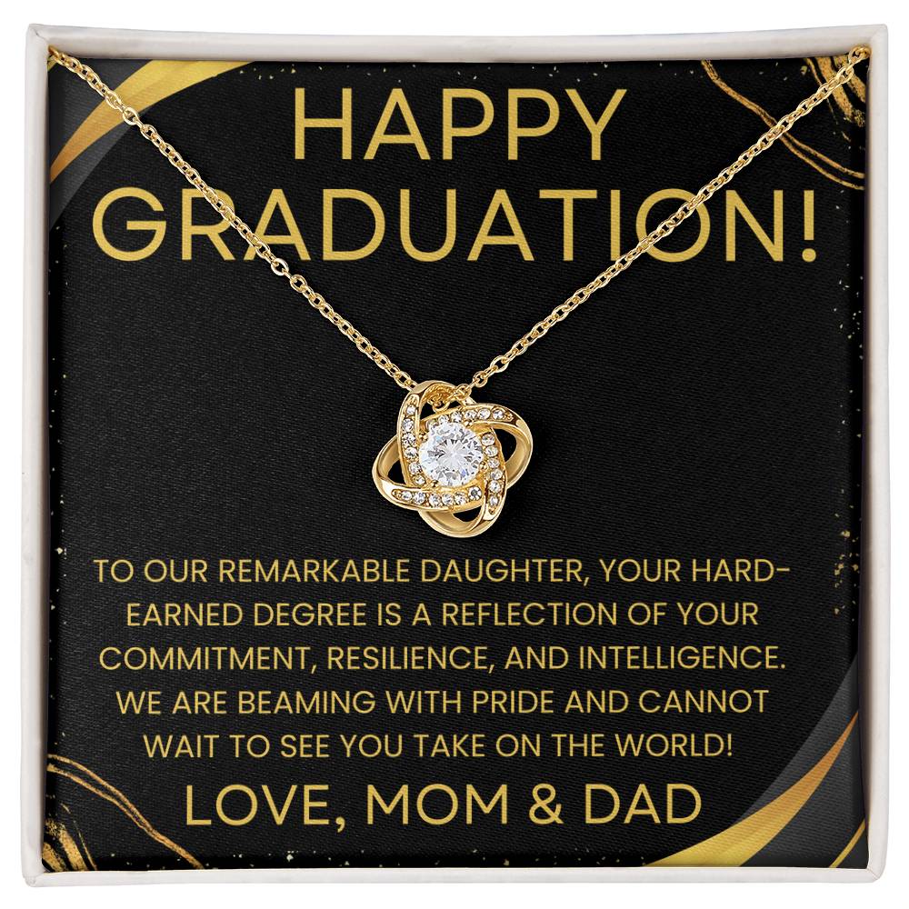 Happy Graduation from Proud Parents - Love Knot Necklace special grad gift for daughter