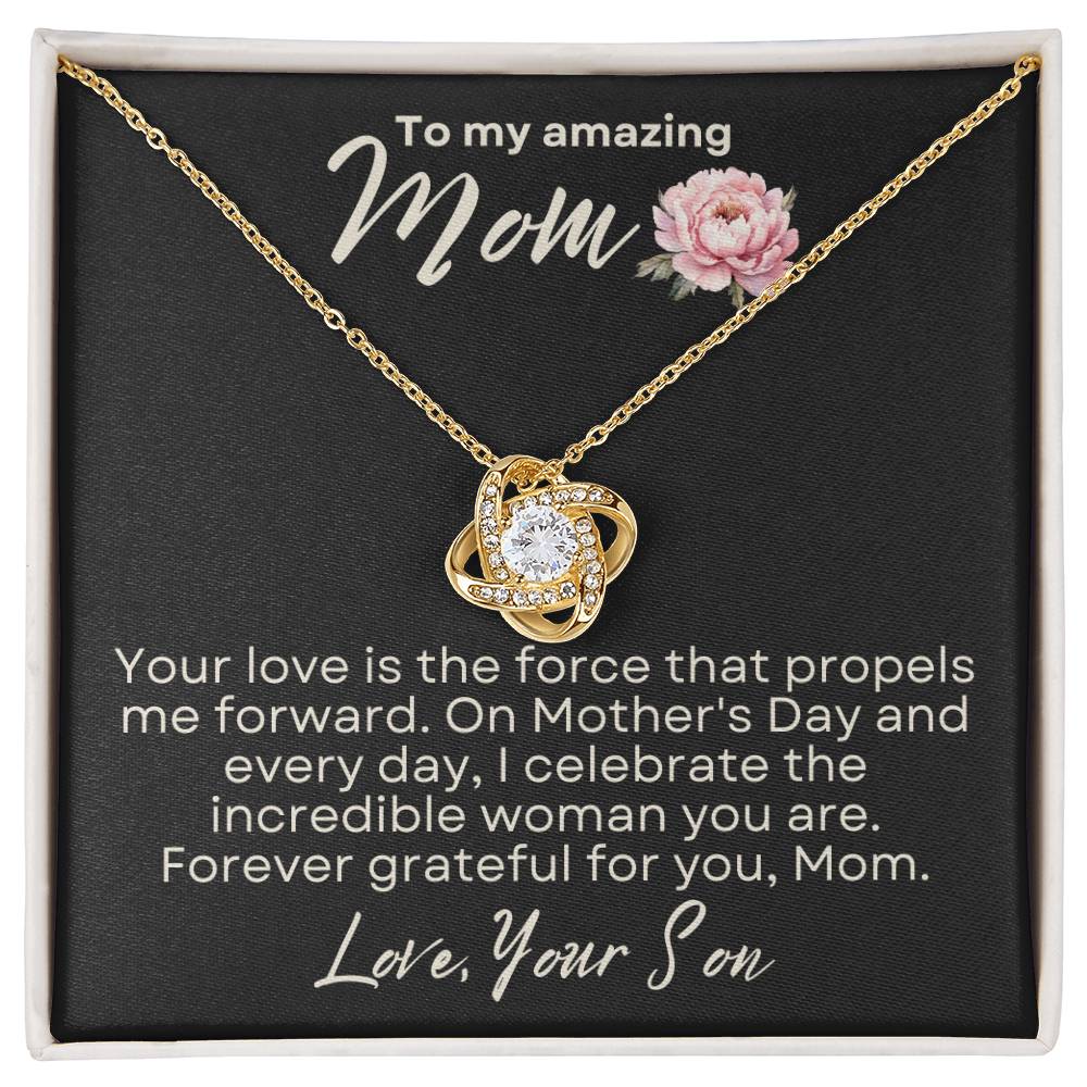 Mother's Day Love Knot Necklace Gift from Son to Mom