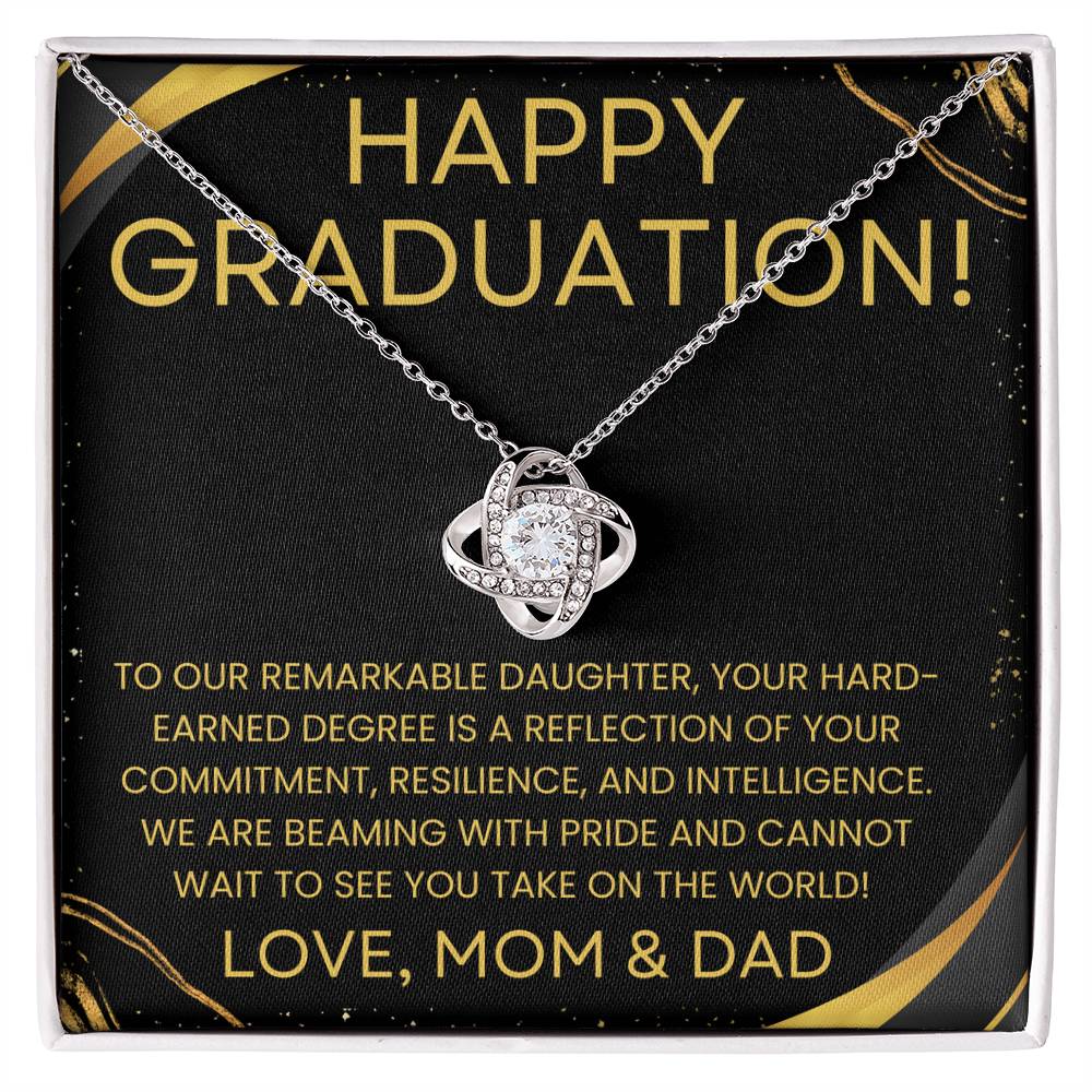 Happy Graduation from Proud Parents - Love Knot Necklace special grad gift for daughter
