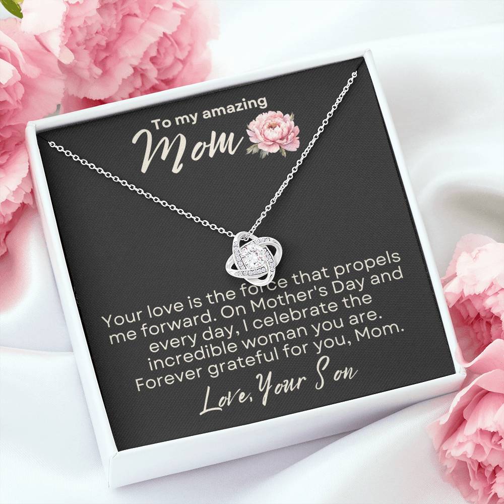 Mother's Day Love Knot Necklace Gift from Son to Mom