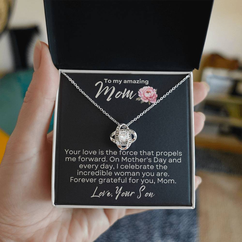 Mother's Day Love Knot Necklace Gift from Son to Mom