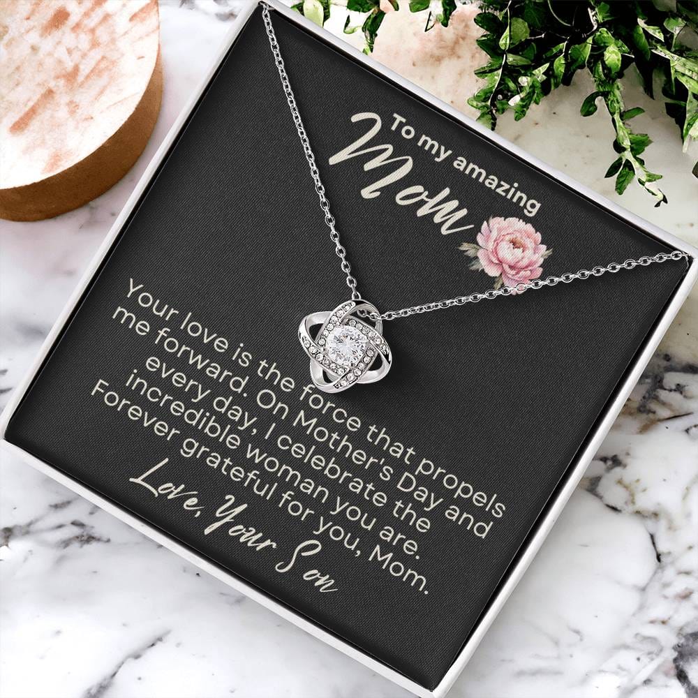 Mother's Day Love Knot Necklace Gift from Son to Mom
