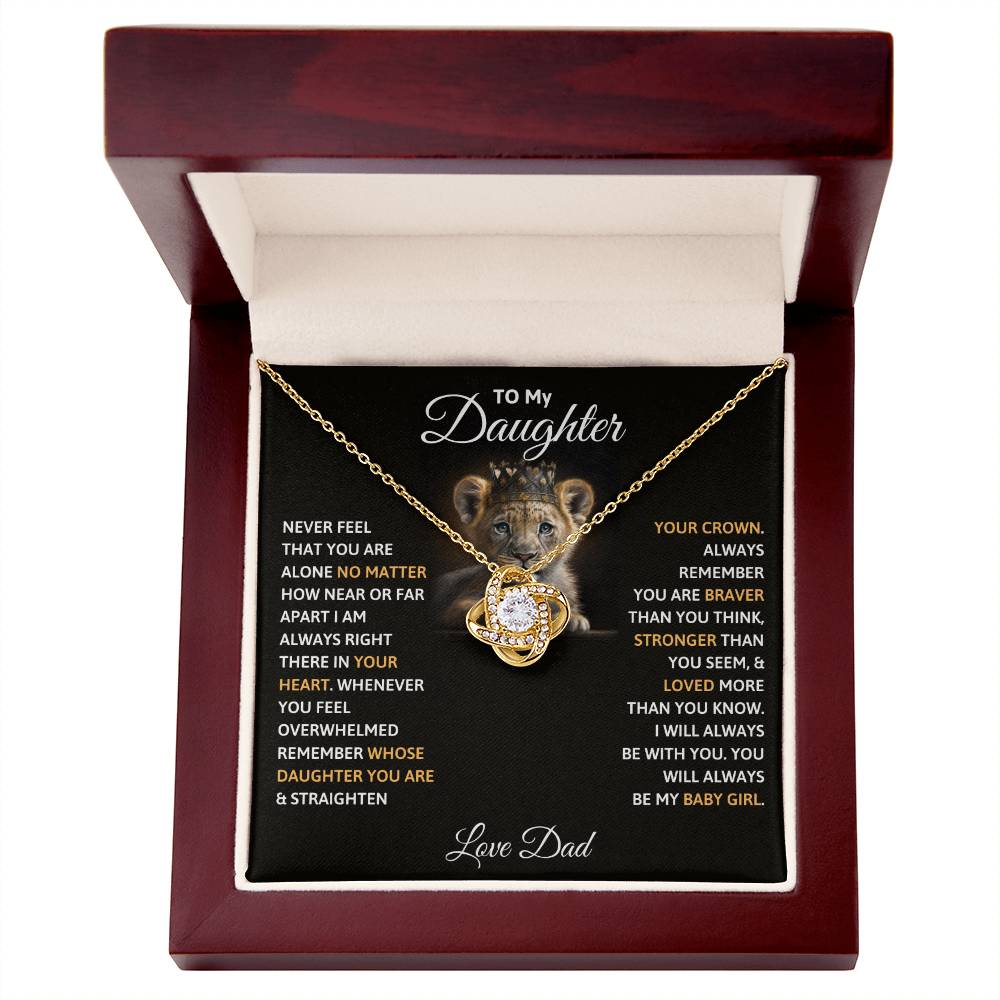 Love Knot Necklace - Dad To Daughter Gift With Adjustable Chain & Cubic Zirconia