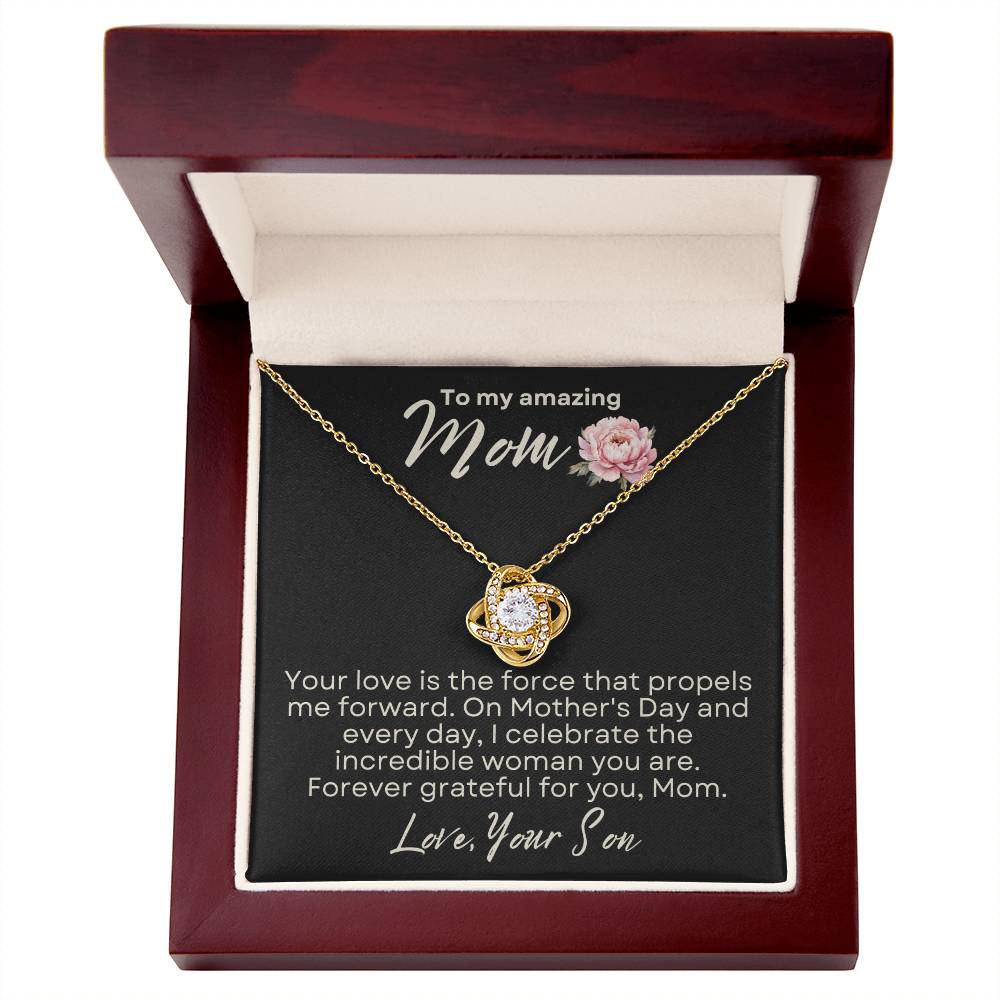 Mother's Day Love Knot Necklace Gift from Son to Mom