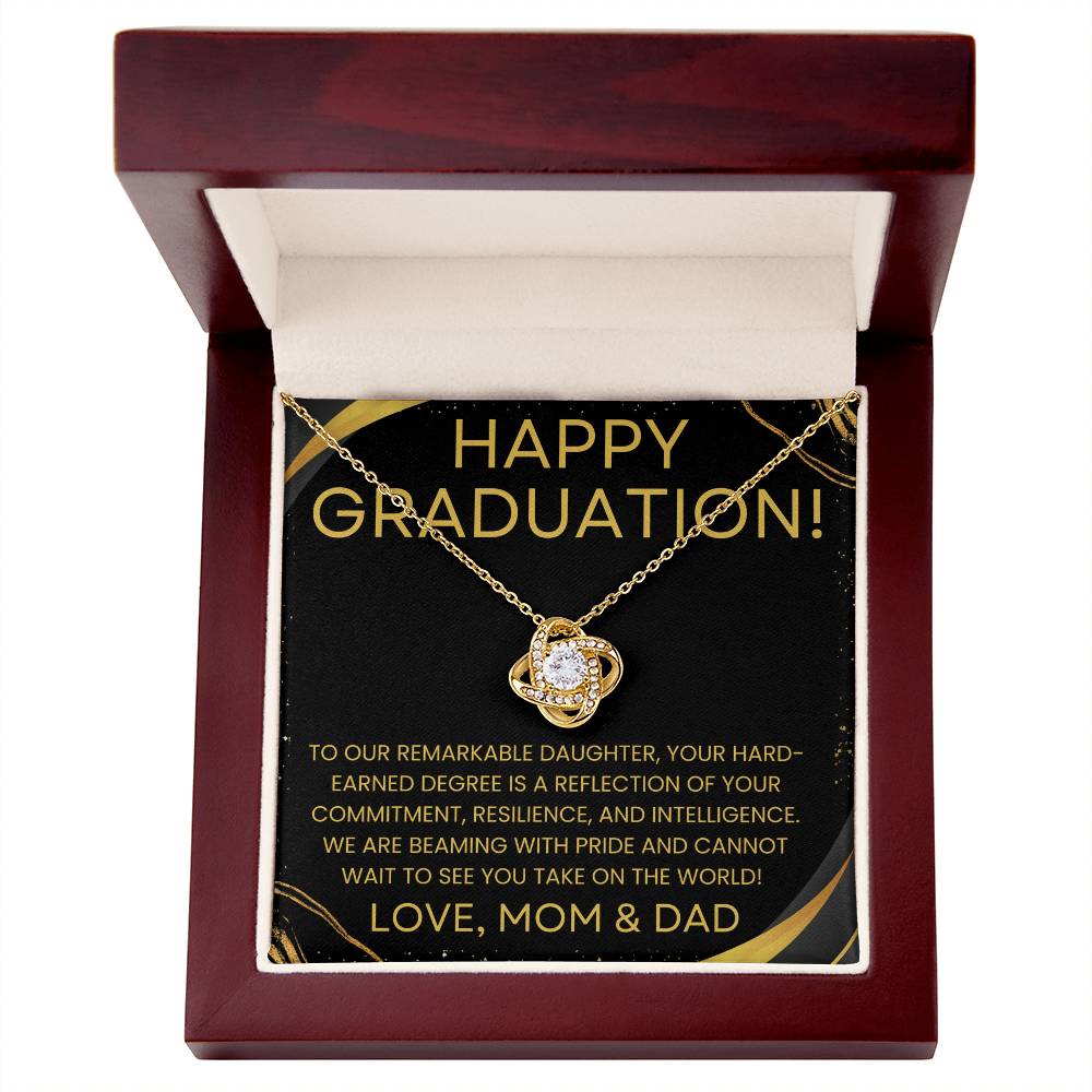 Happy Graduation from Proud Parents - Love Knot Necklace special grad gift for daughter