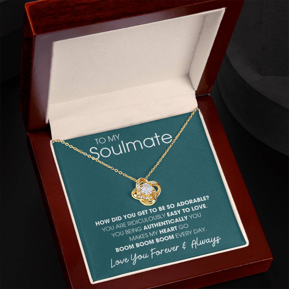 Love Knot Necklace - Heart Pendant With Cubic Zirconia & Adjustable Chain